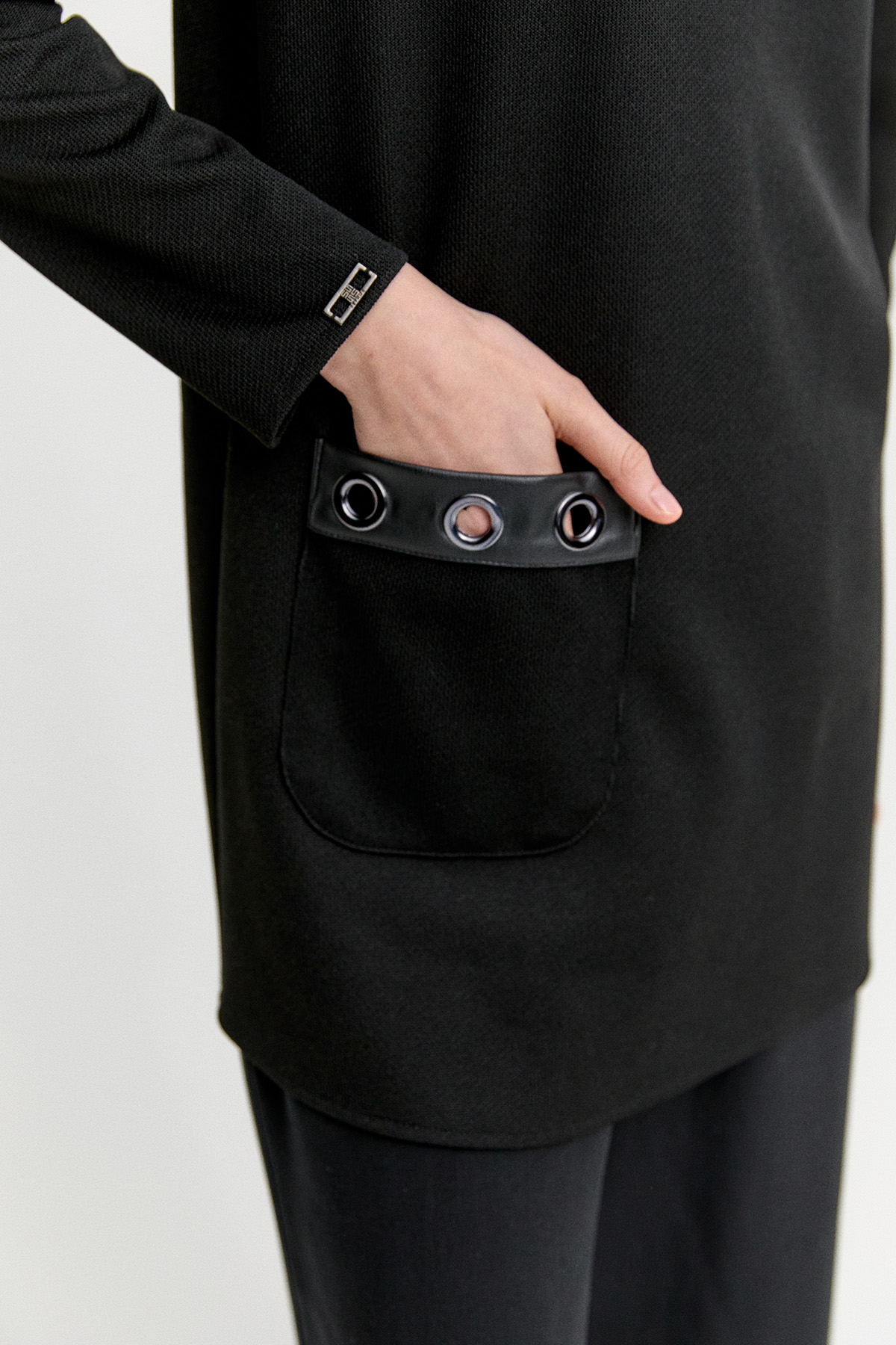 Hakim Yaka Kuşgözlü Örme Tunik, Tesettür Giyim