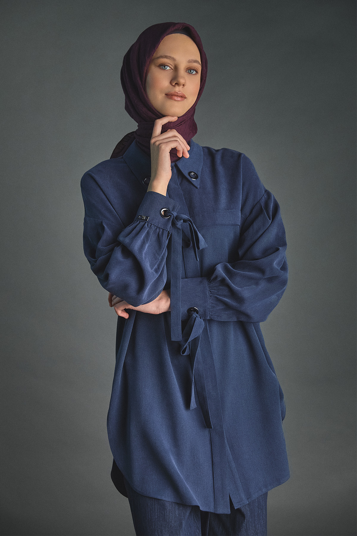 Kuşgözü Detaylı Lyocell Tunik