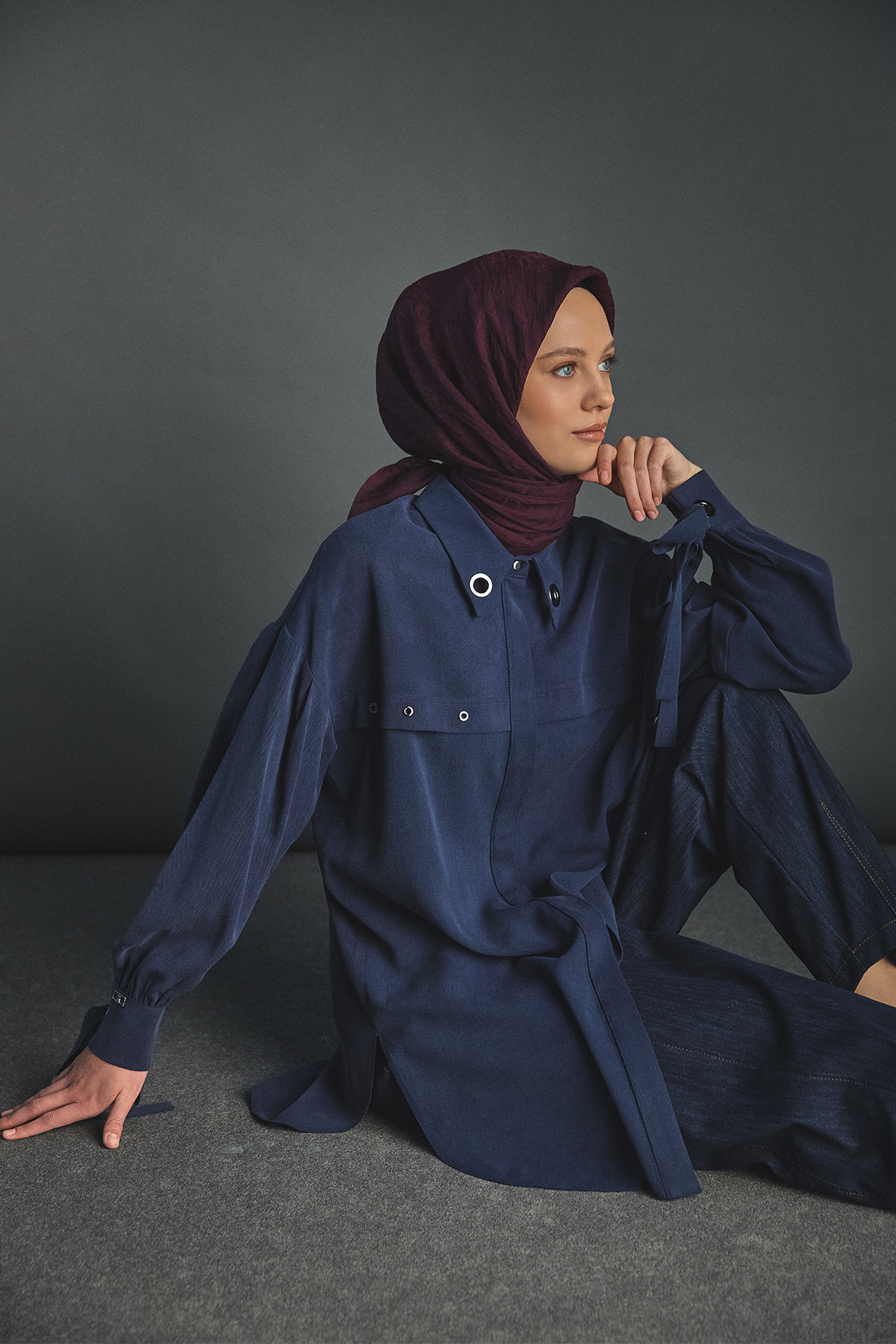 Kuşgözü Detaylı Lyocell Tunik