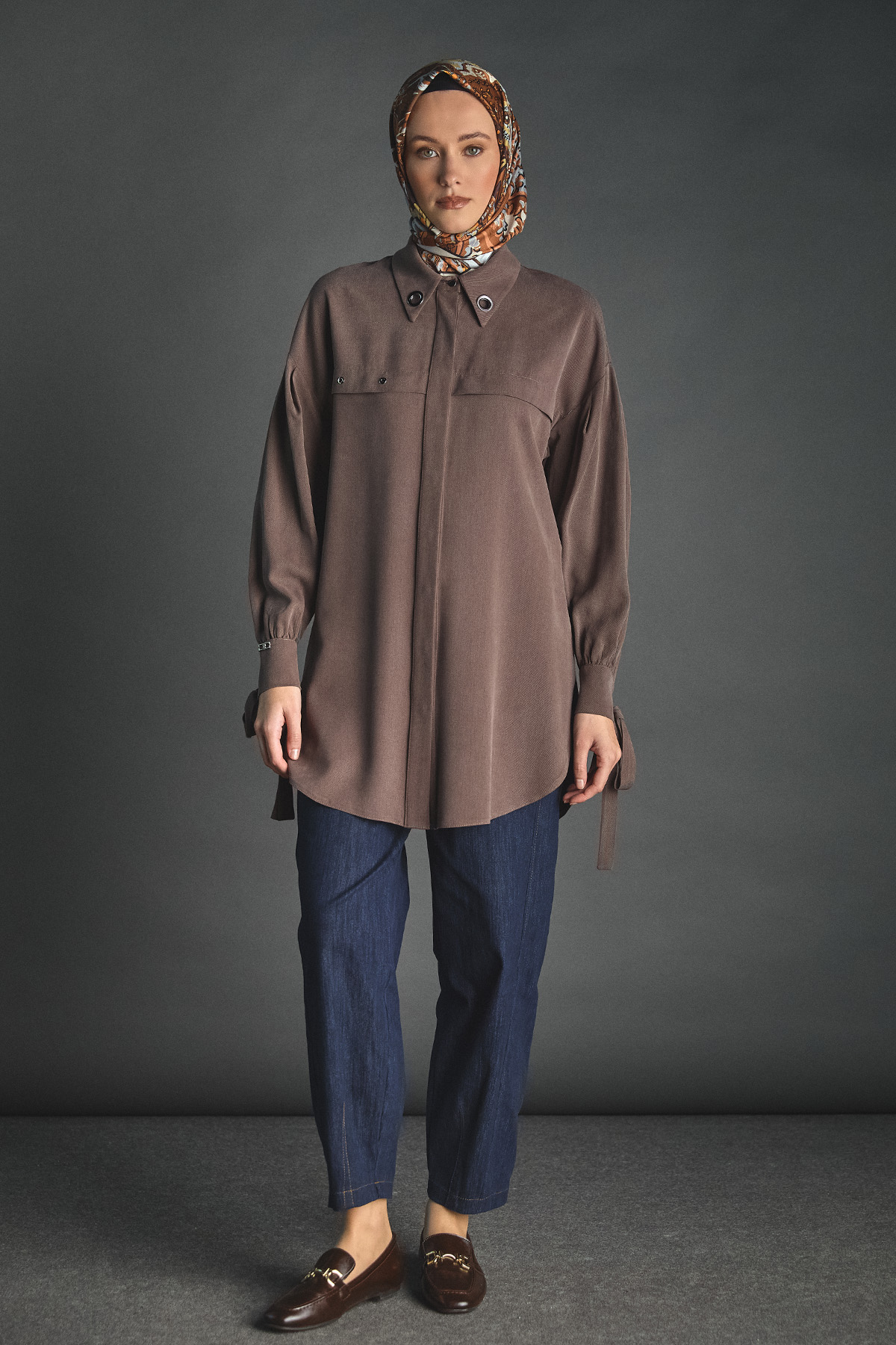 Kuşgözü Detaylı Lyocell Tunik