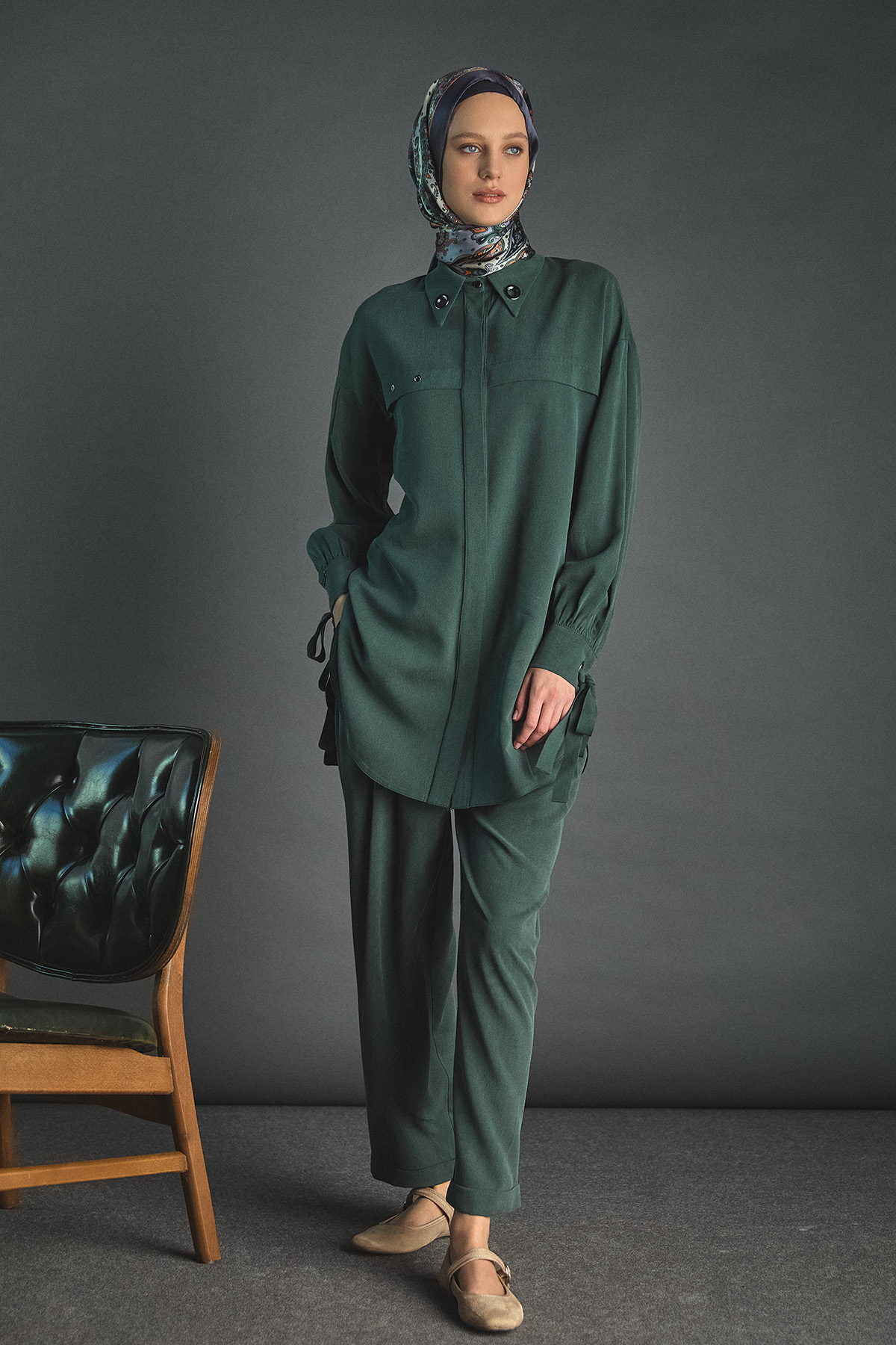 Kuşgözü Detaylı Lyocell Tunik