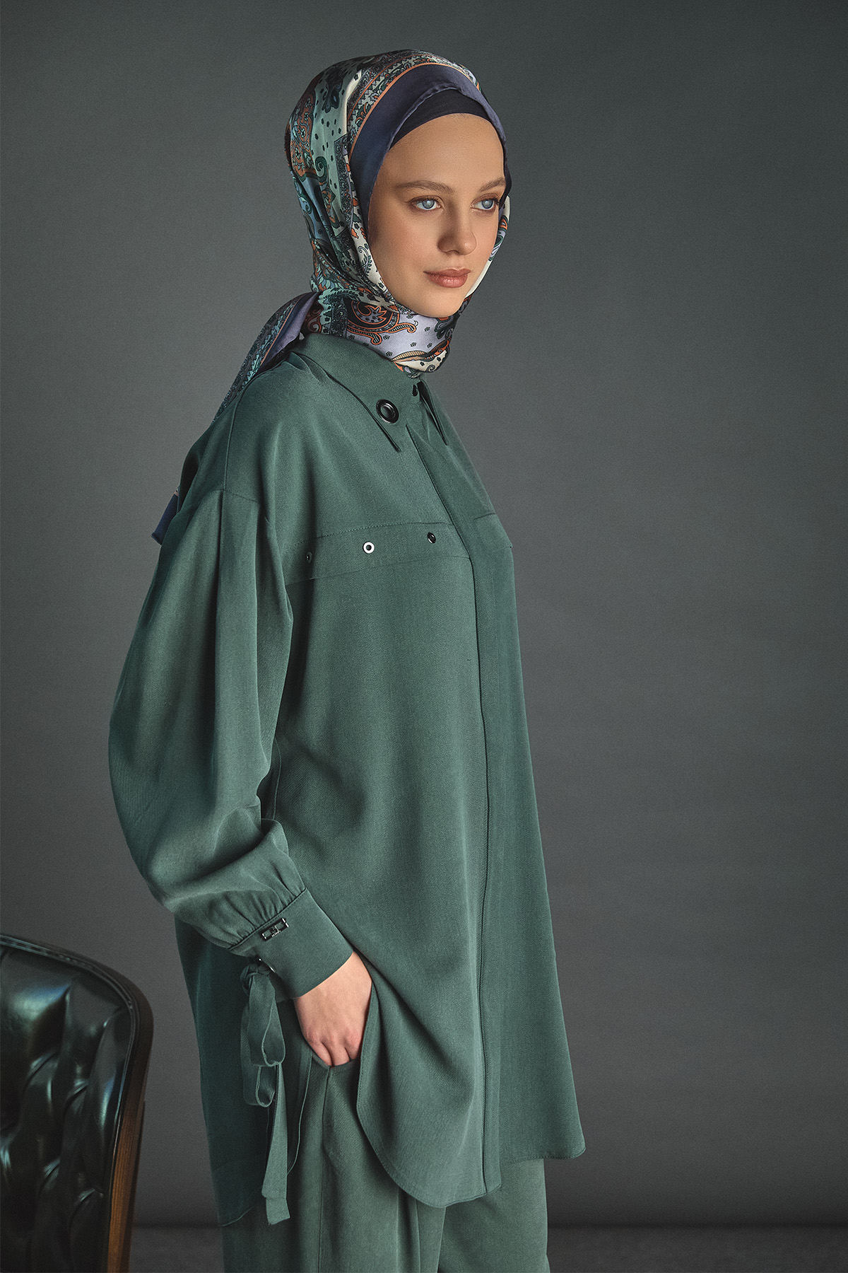 Kuşgözü Detaylı Lyocell Tunik