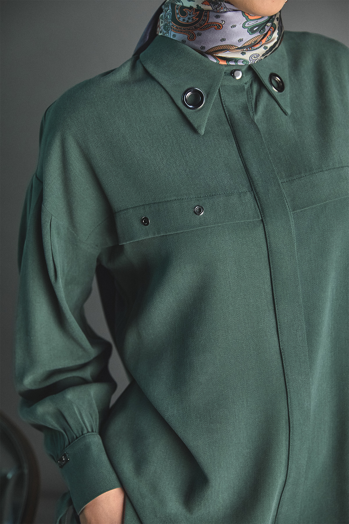 Kuşgözü Detaylı Lyocell Tunik