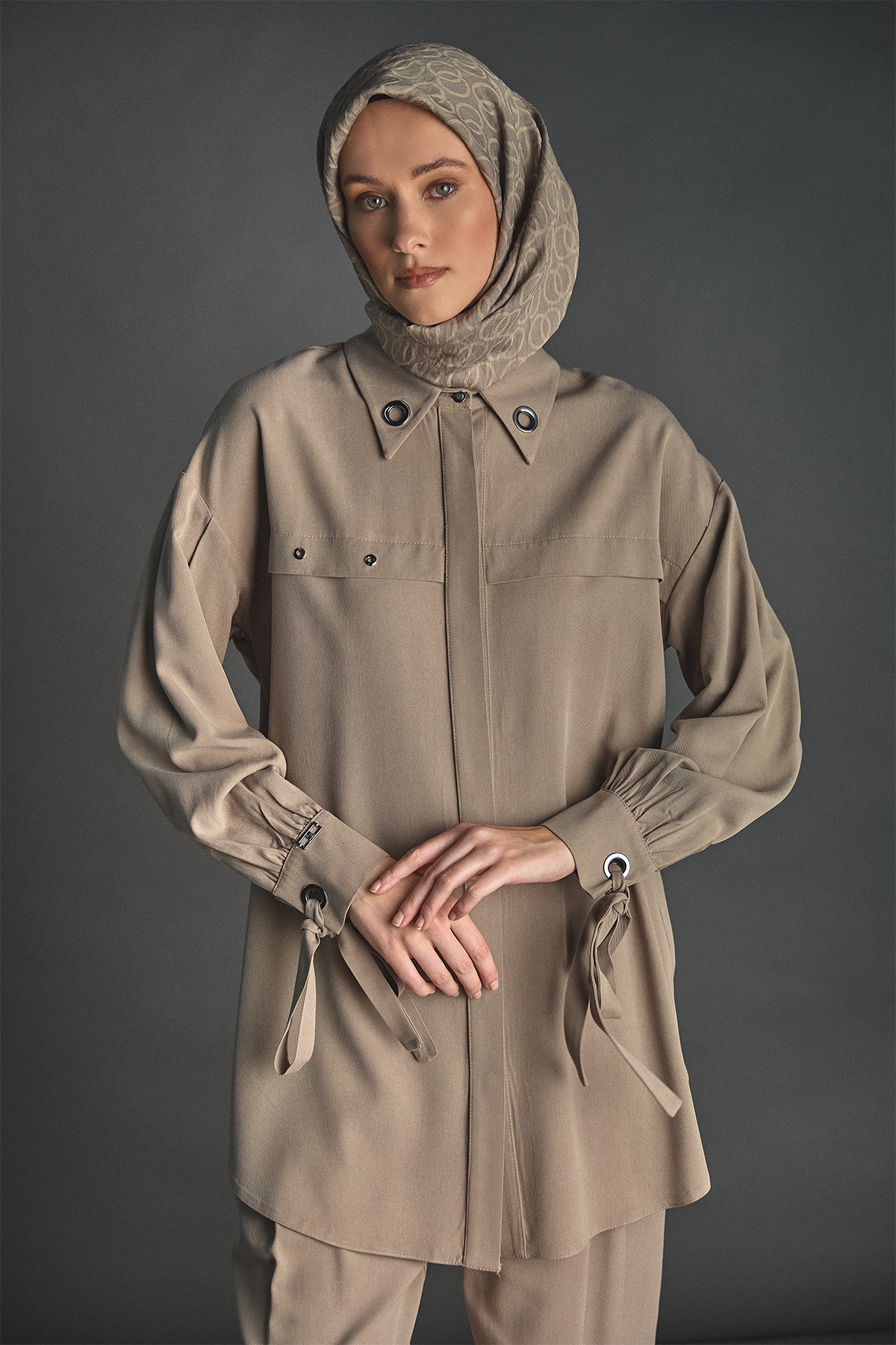 Kuşgözü Detaylı Lyocell Tunik