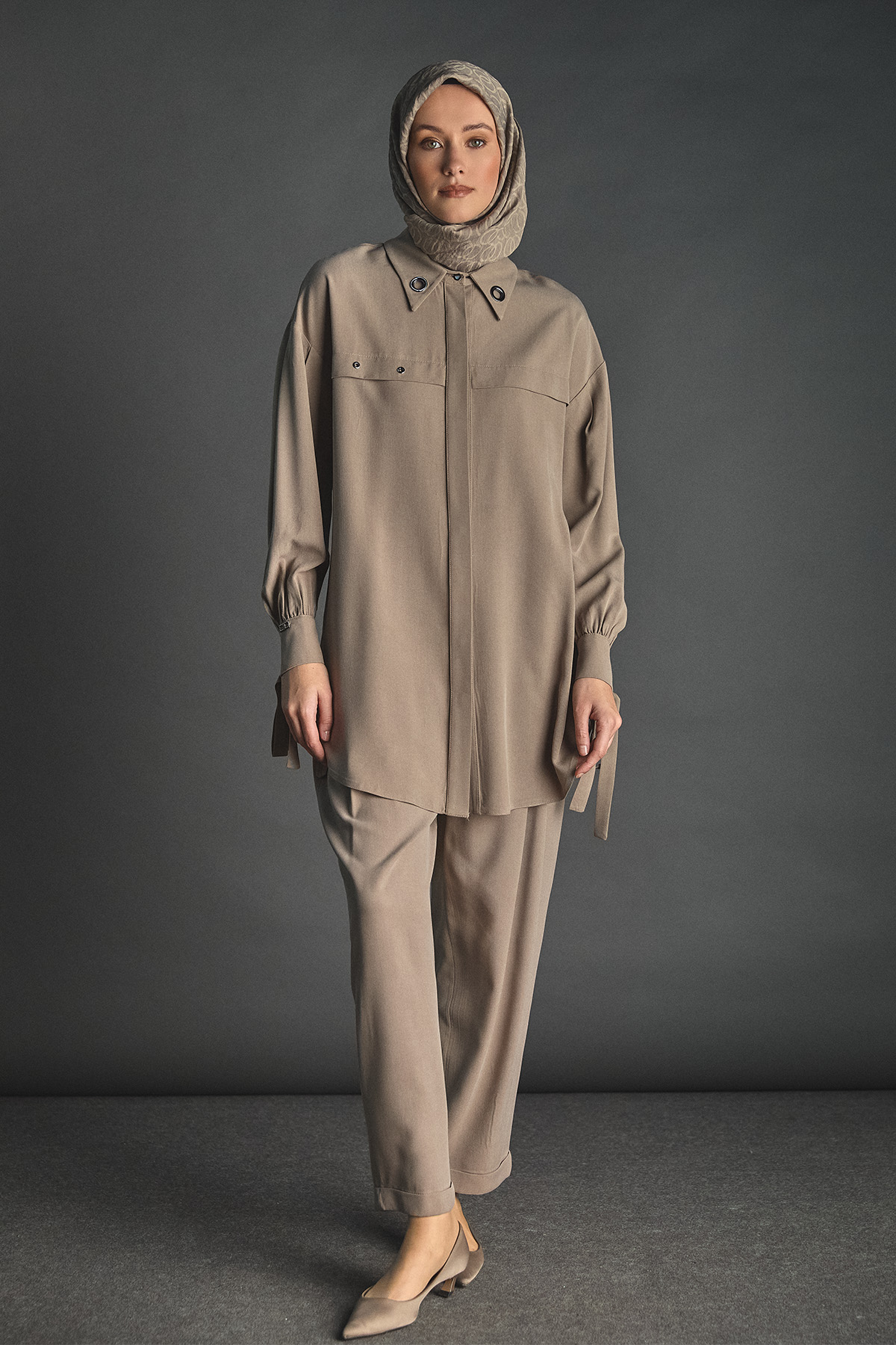 Kuşgözü Detaylı Lyocell Tunik