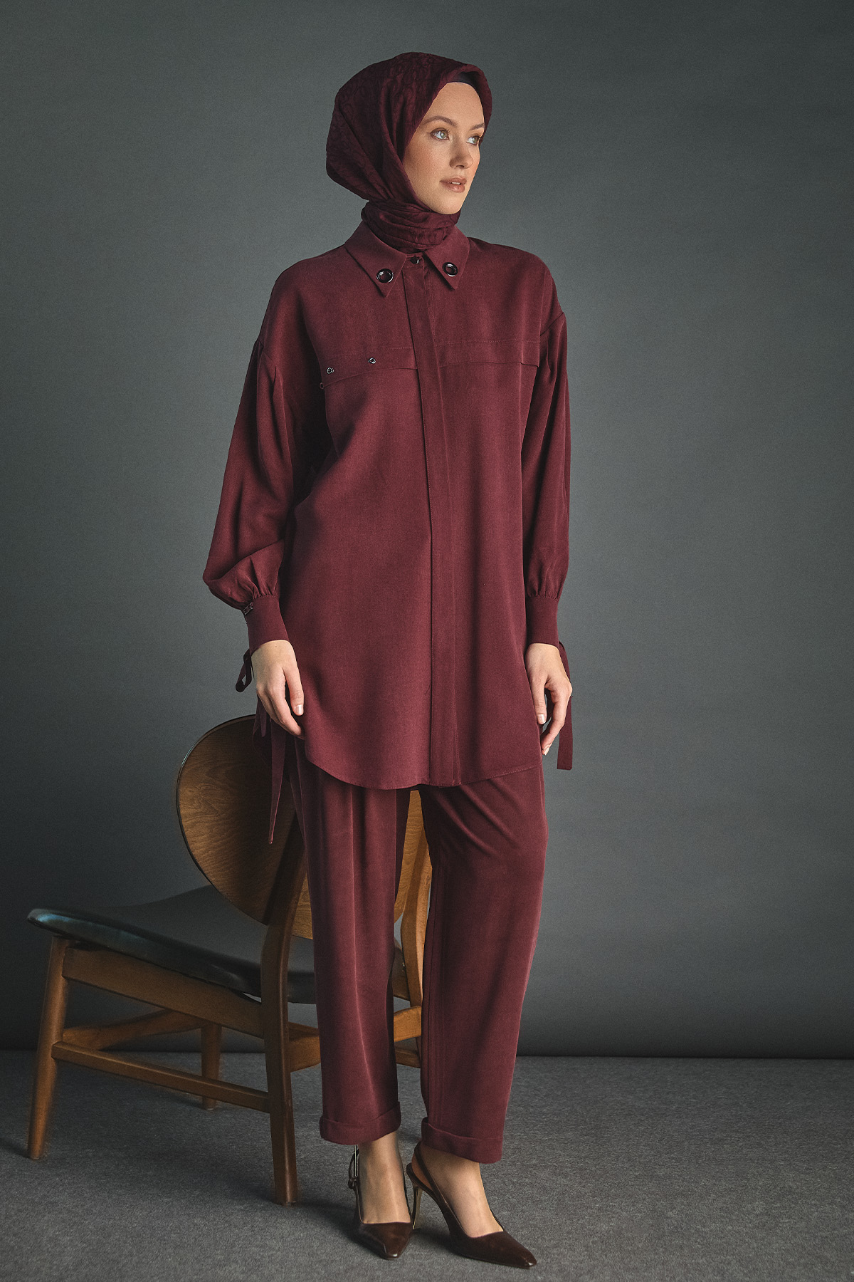 Kuşgözü Detaylı Lyocell Tunik