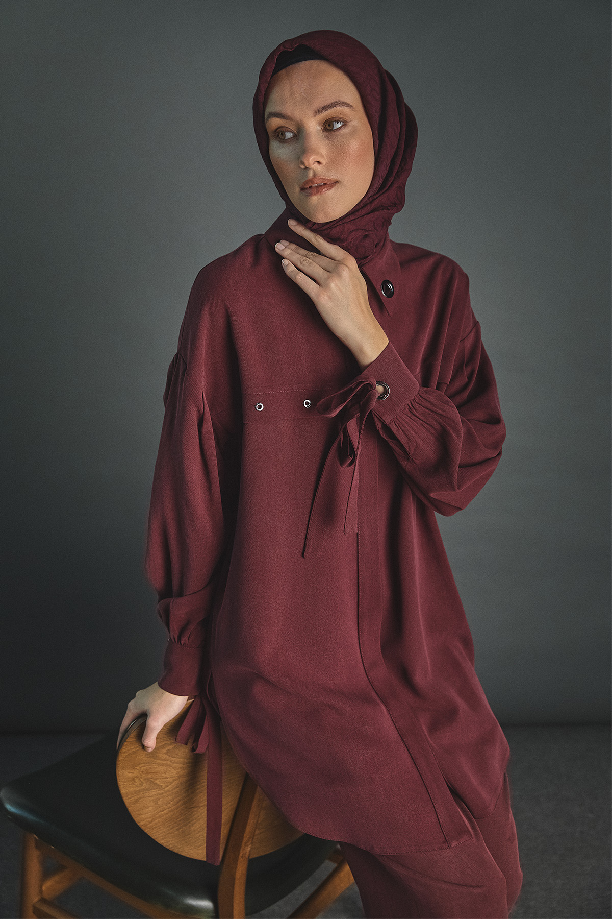 Kuşgözü Detaylı Lyocell Tunik