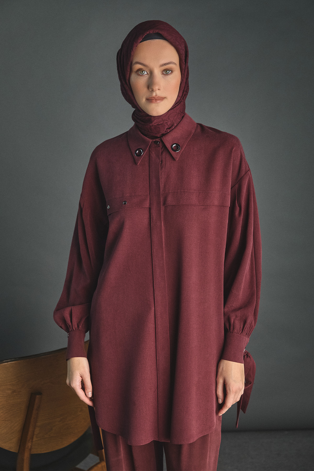 Kuşgözü Detaylı Lyocell Tunik