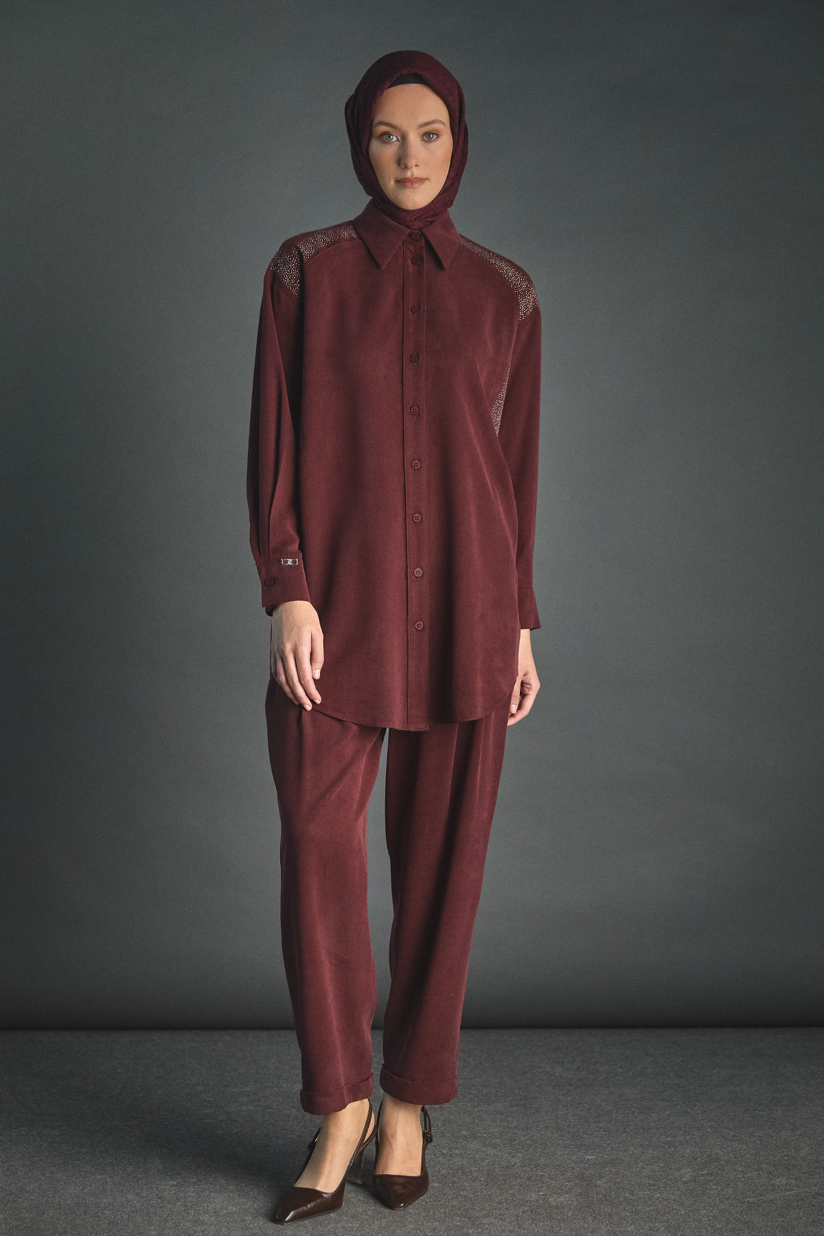 Taş Detaylı Lyocell Tunik