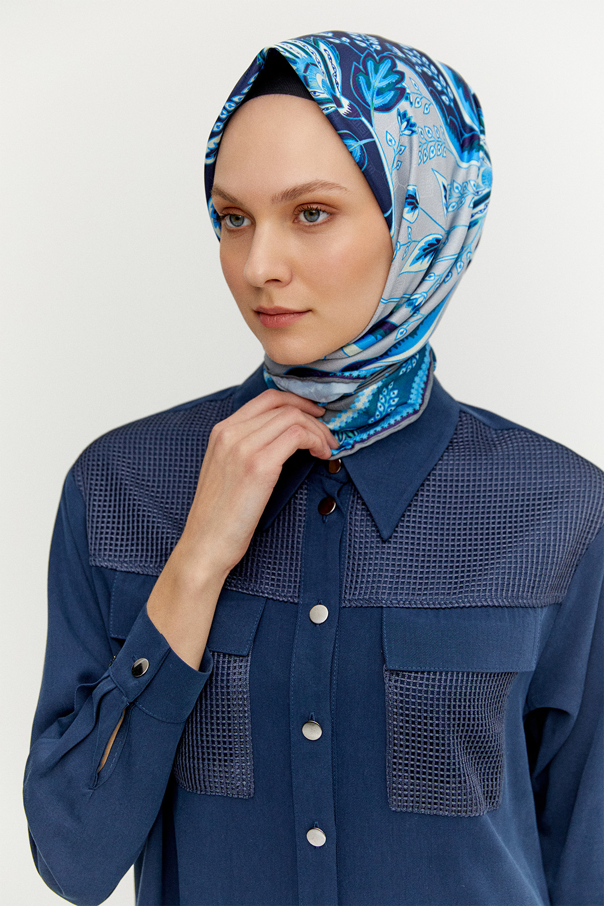 File Cepli Gömlek Yaka Tunik, Tesettür Giyim