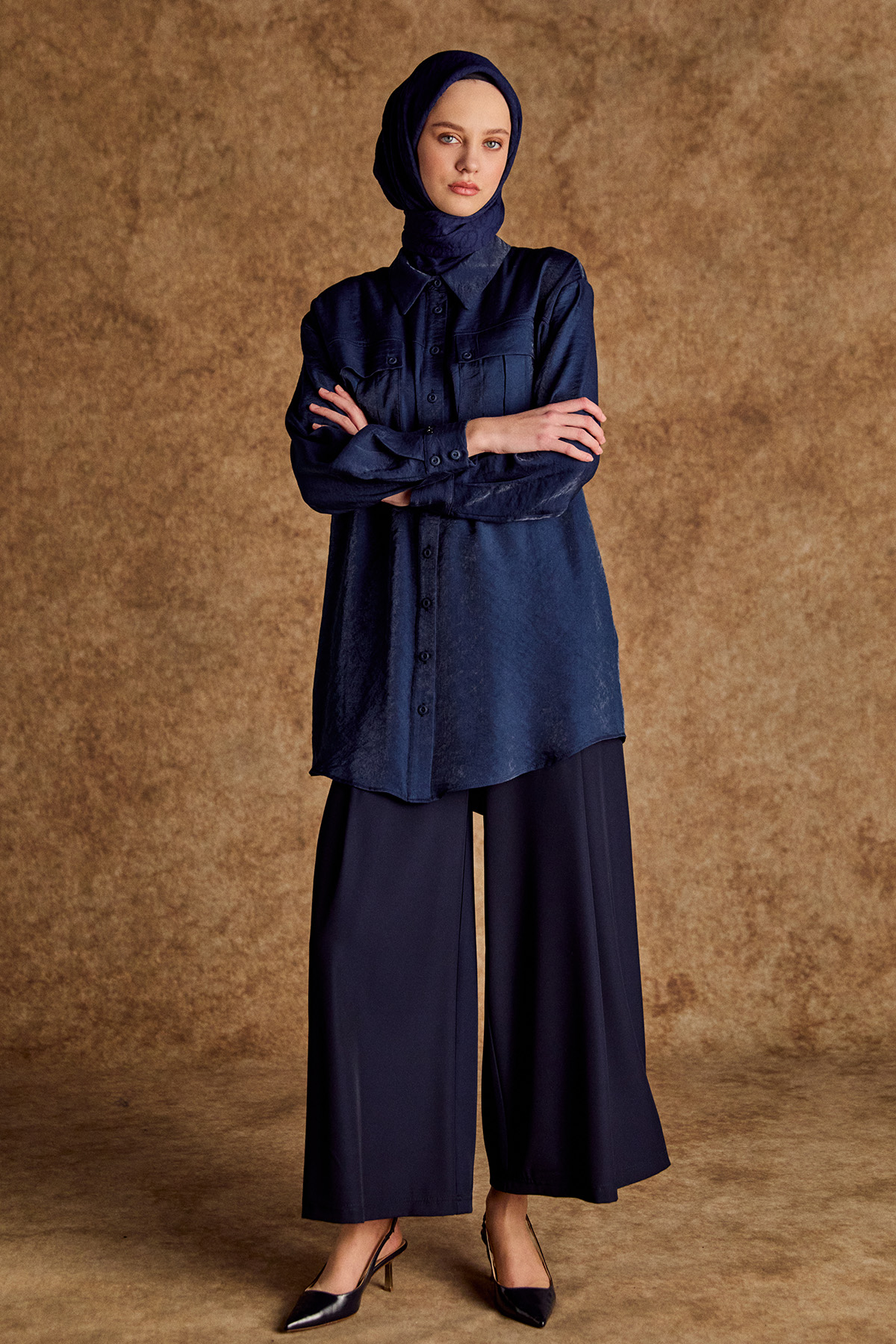 Gömlek Yakalı Spor Dikişli Jakarlı Tunik