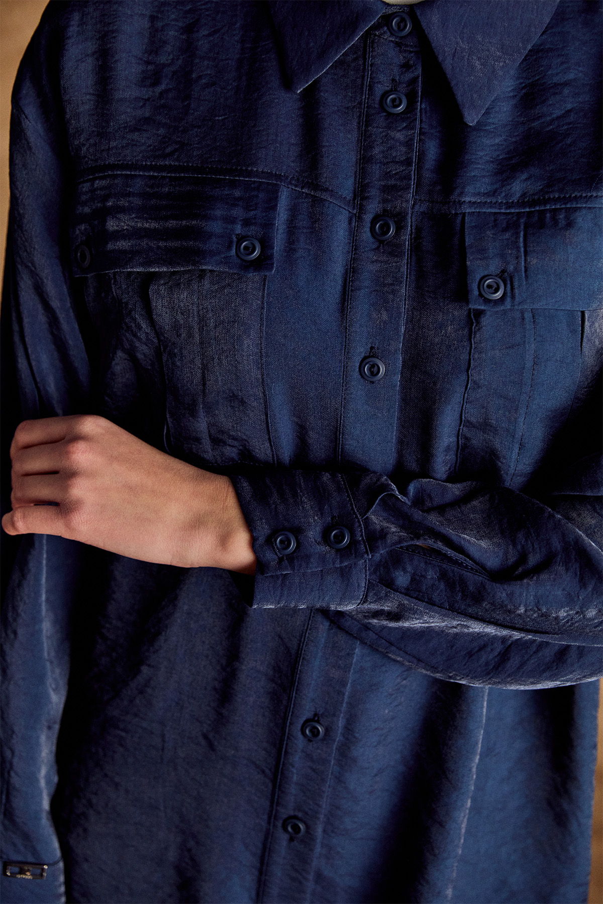 Gömlek Yakalı Spor Dikişli Jakarlı Tunik