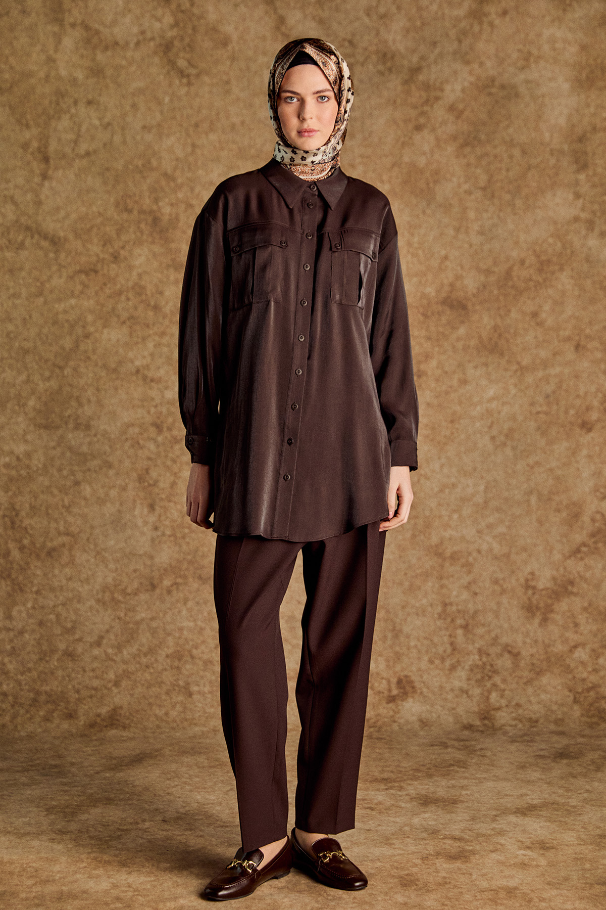 Gömlek Yakalı Spor Dikişli Jakarlı Tunik