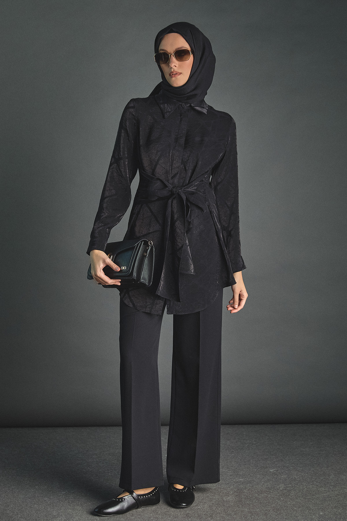 Jakar Desenli Kuşaklı Tunik