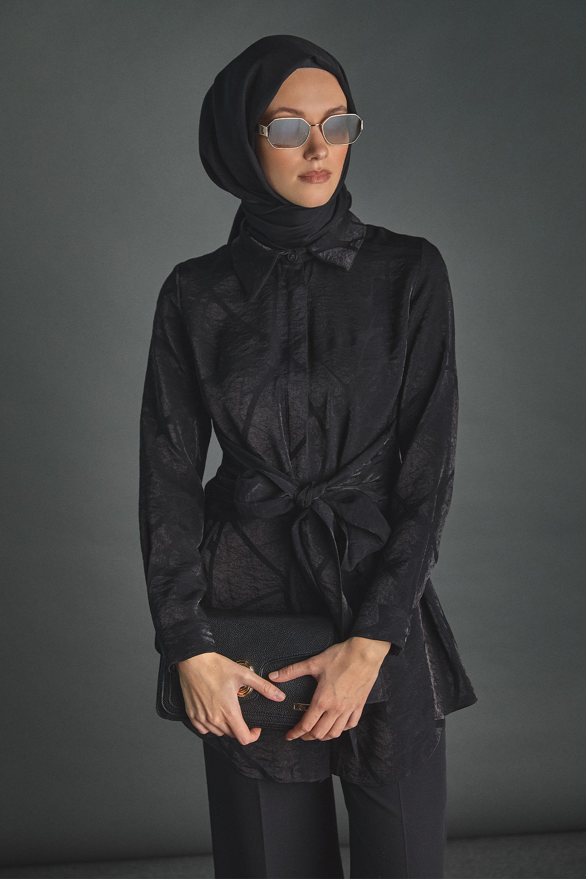 Jakar Desenli Kuşaklı Tunik