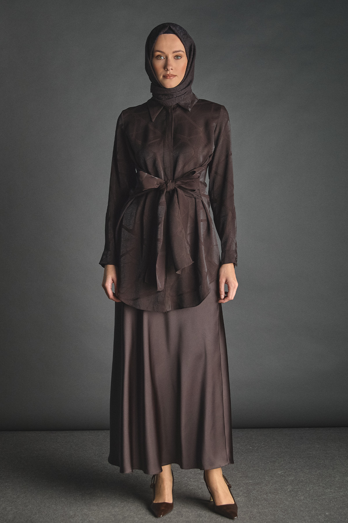 Jakar Desenli Kuşaklı Tunik