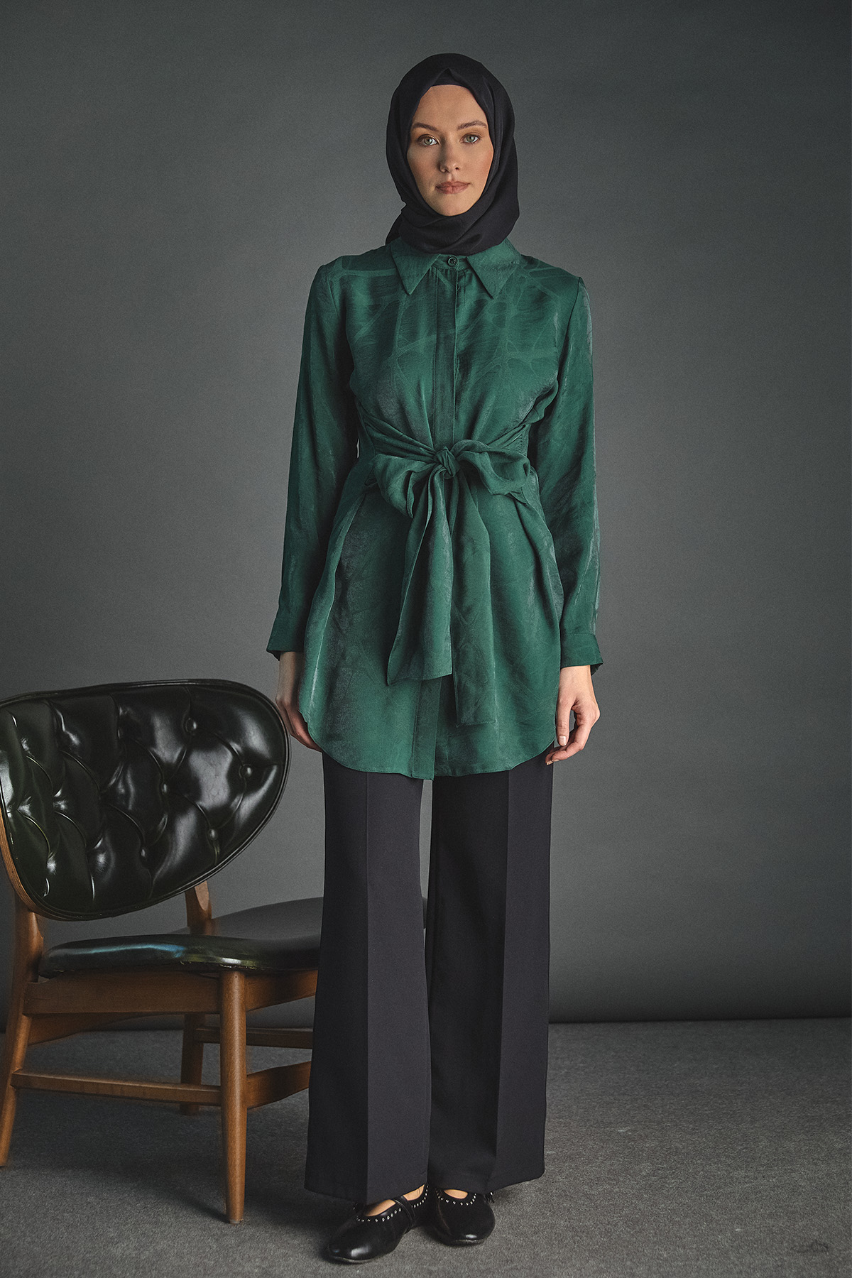 Jakar Desenli Kuşaklı Tunik