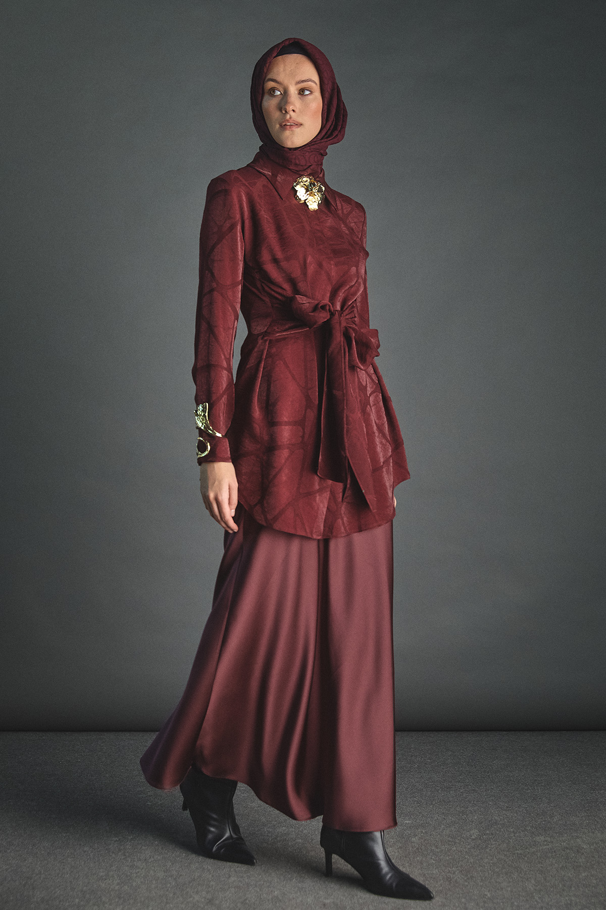 Jakar Desenli Kuşaklı Tunik