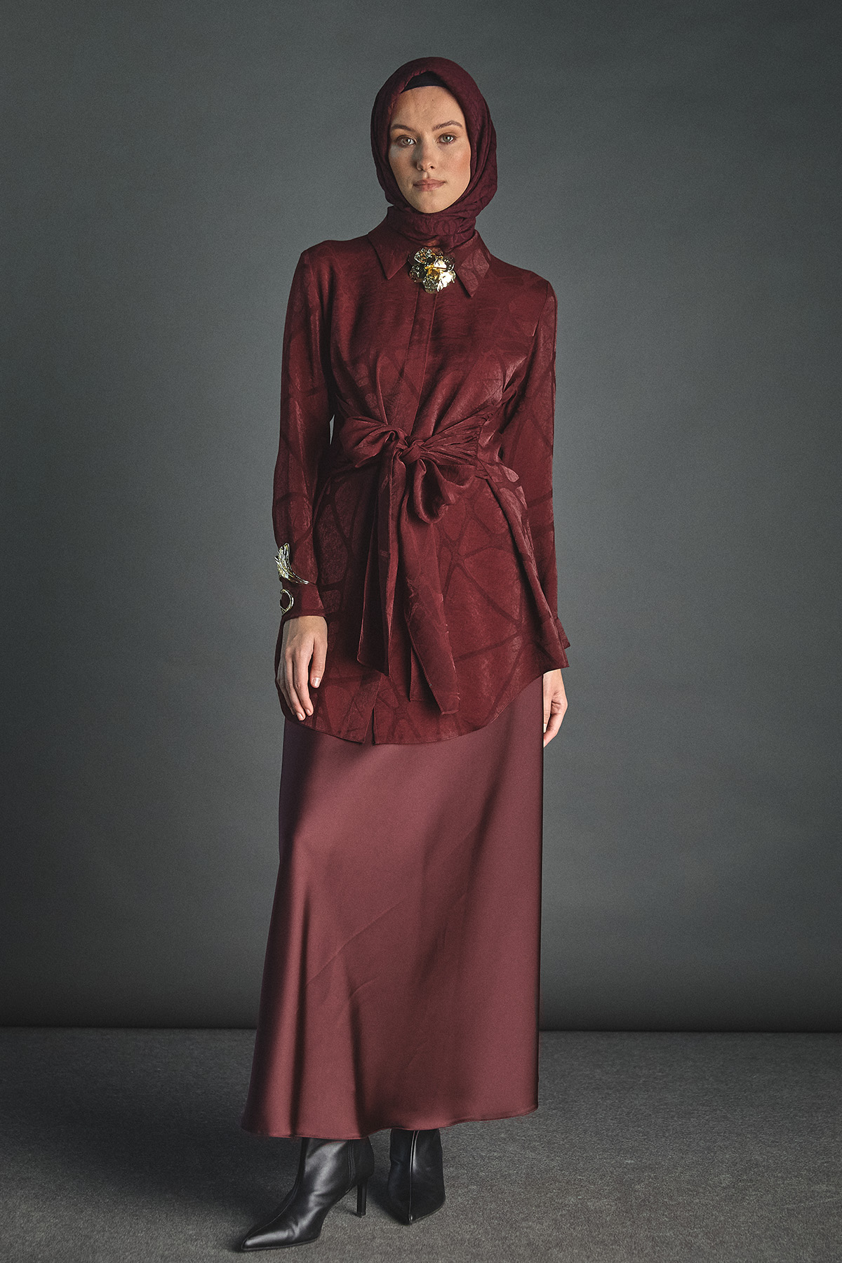 Jakar Desenli Kuşaklı Tunik