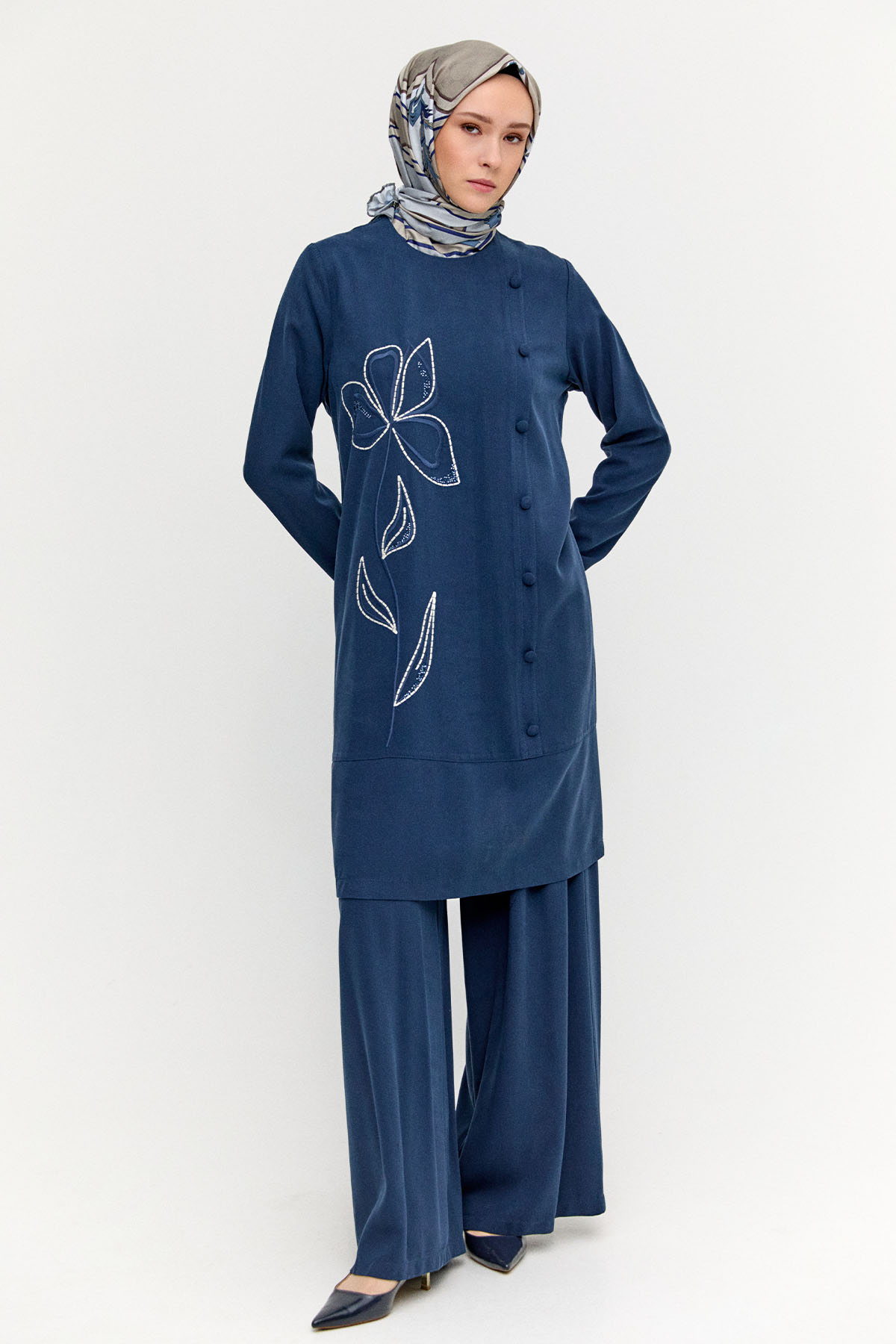 Nakış Detaylı Lyocell İkili Takım, Tesettür Giyim