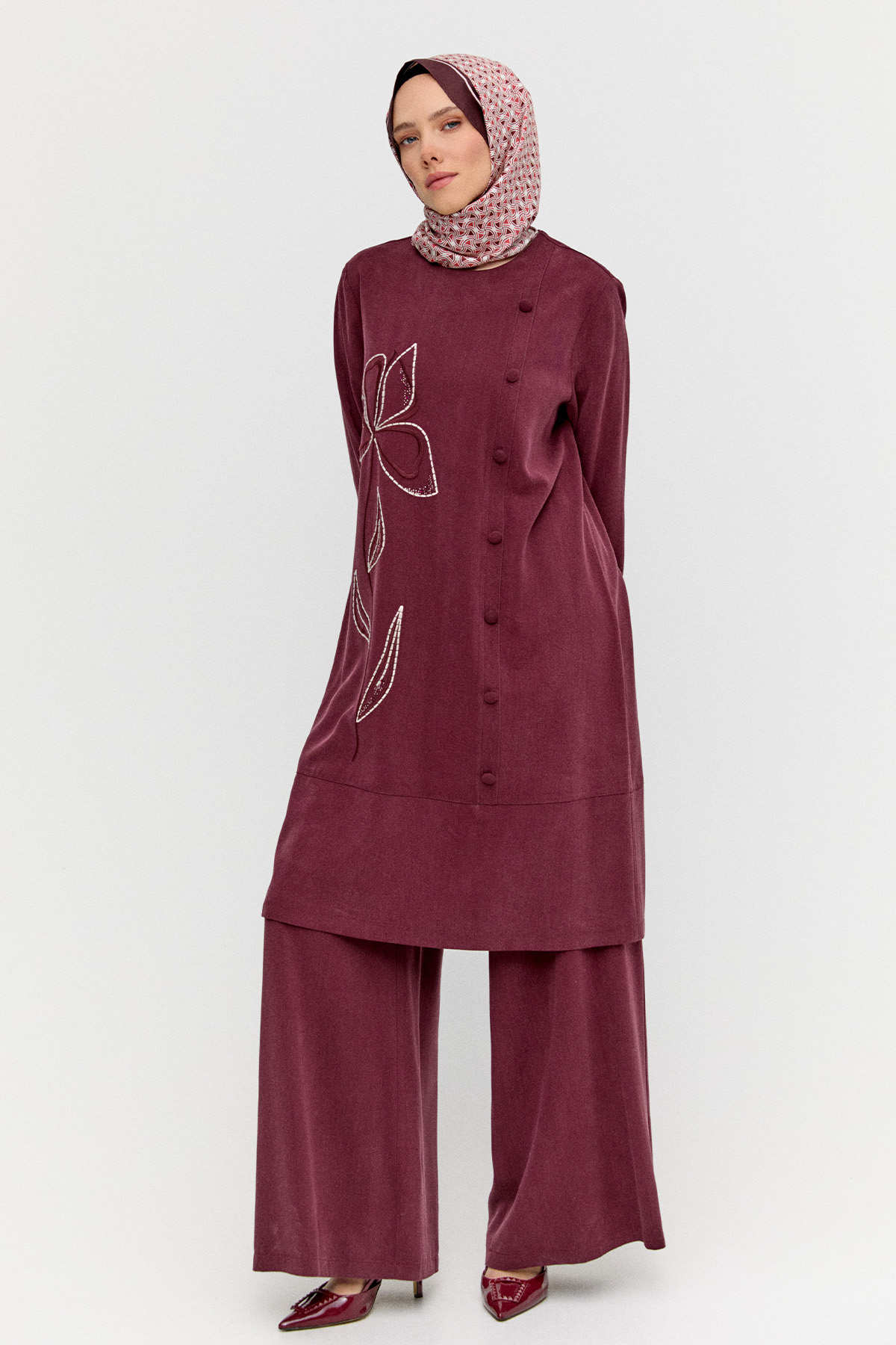 Nakış Detaylı Lyocell İkili Takım, Tesettür Giyim