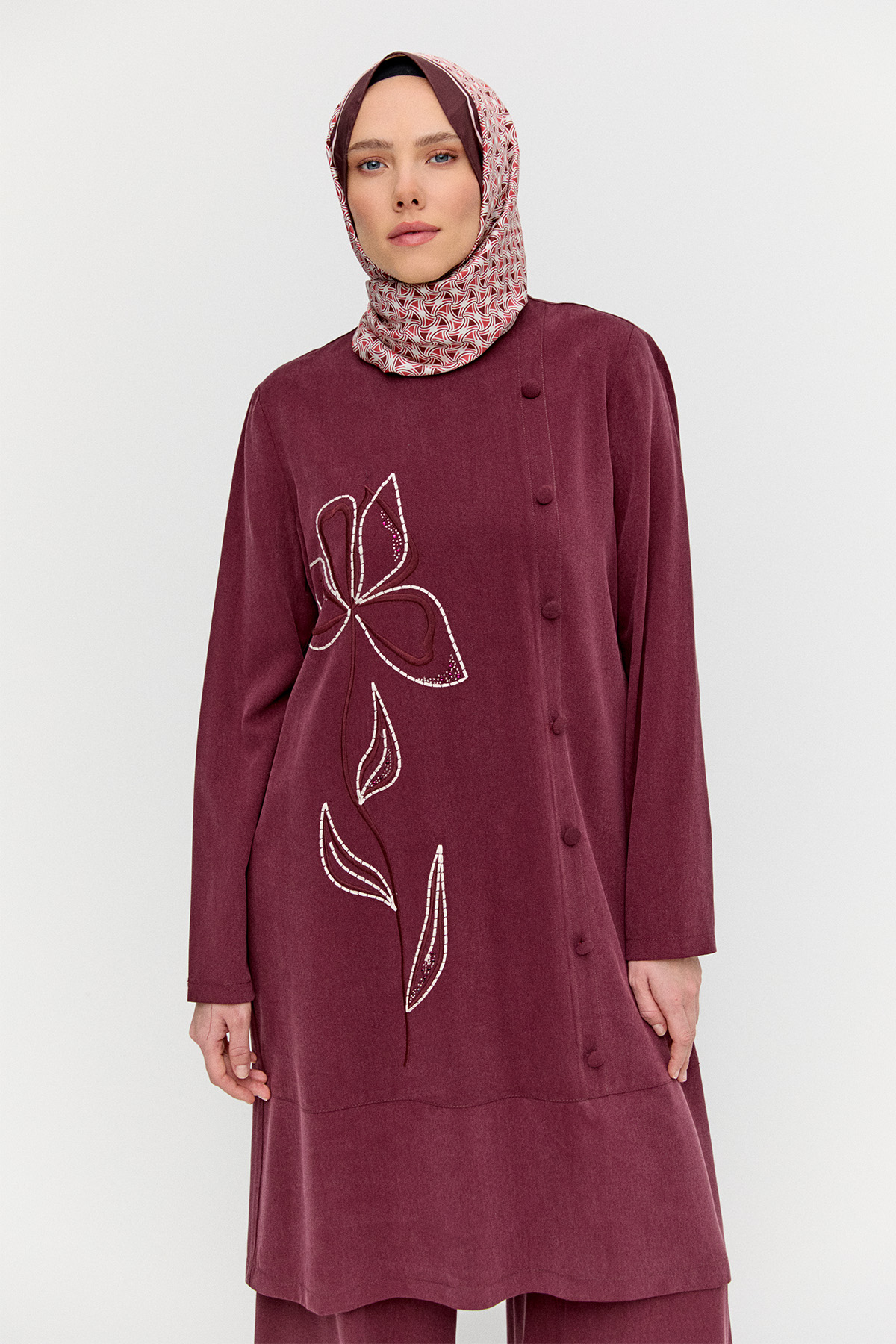 Nakış Detaylı Lyocell İkili Takım, Tesettür Giyim