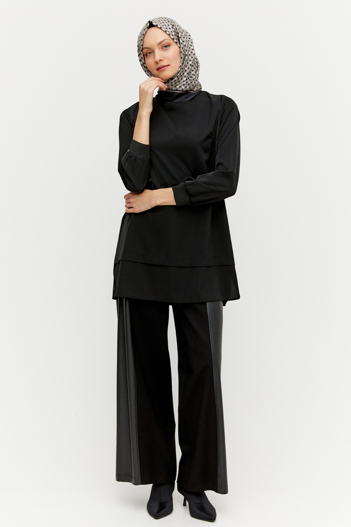 Ribanalı Krep Basic Tunik