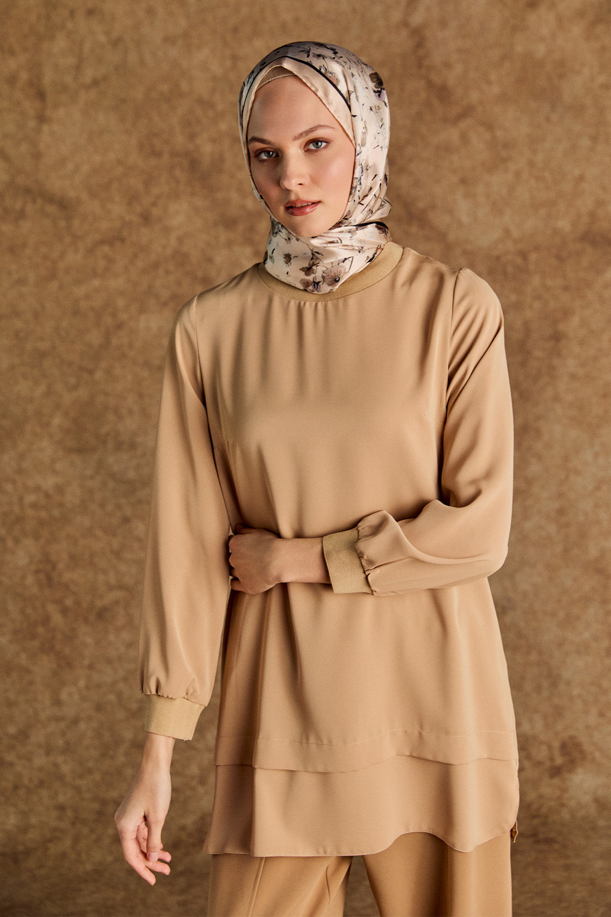 Ribanalı Krep Basic Tunik