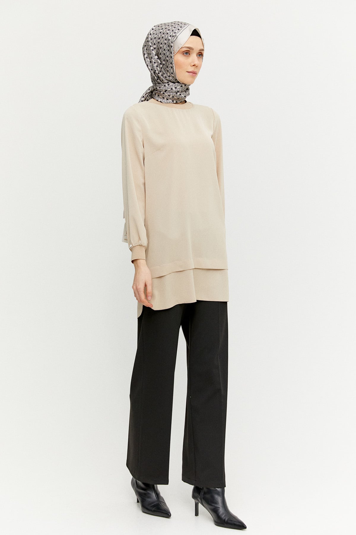 Ribanalı Krep Basic Tunik