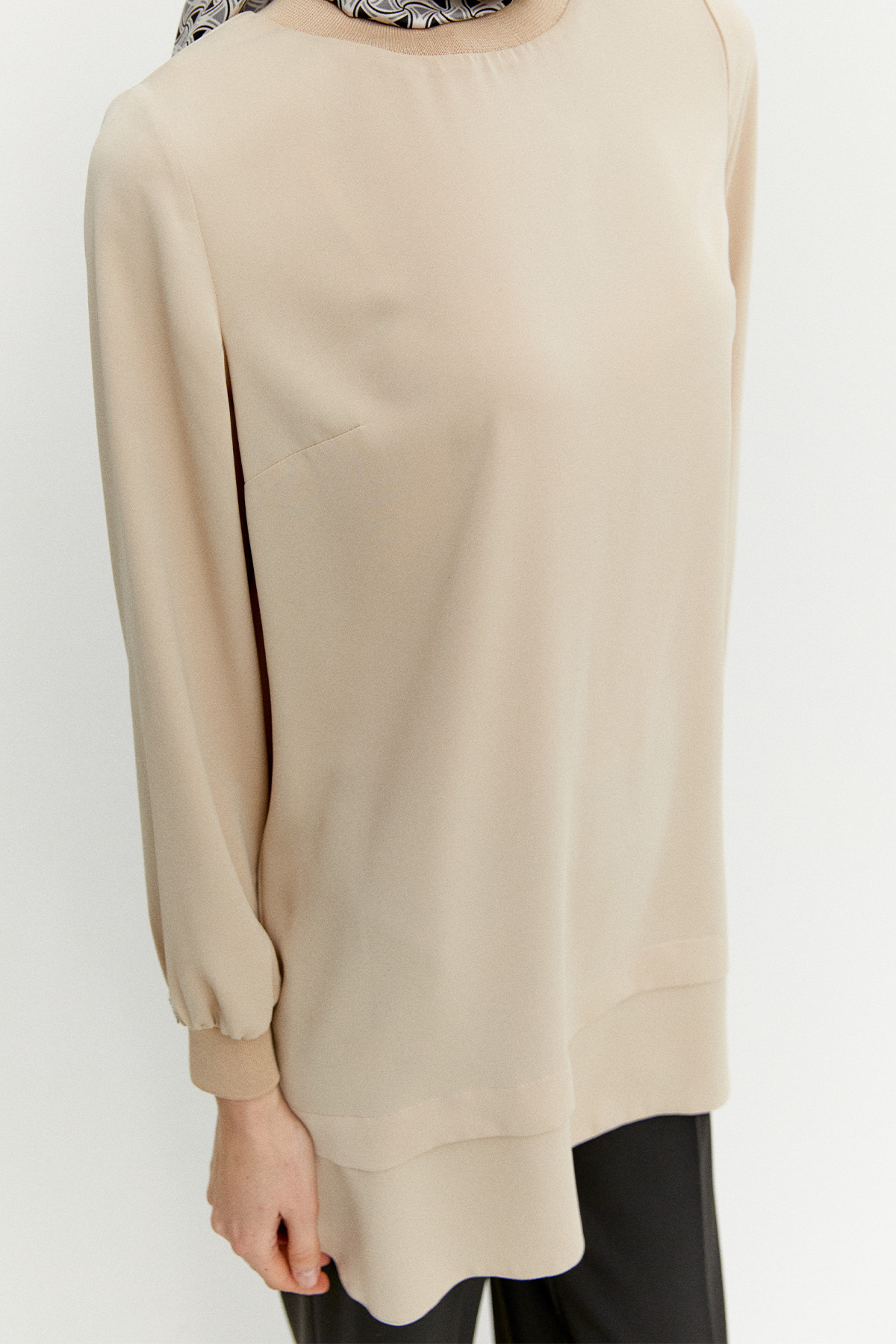 Ribanalı Krep Basic Tunik