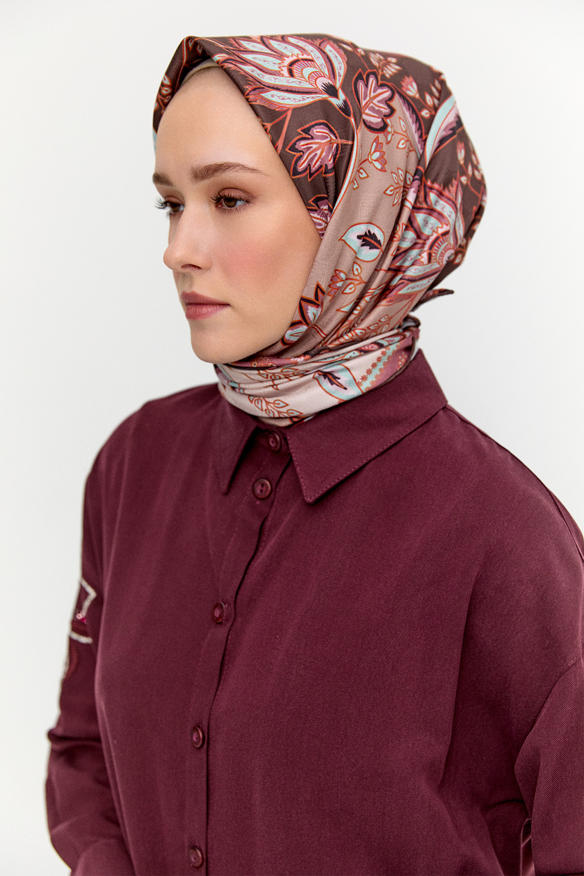 Çiçek Nakışlı Lyocell Tunik, Tesettür Giyim