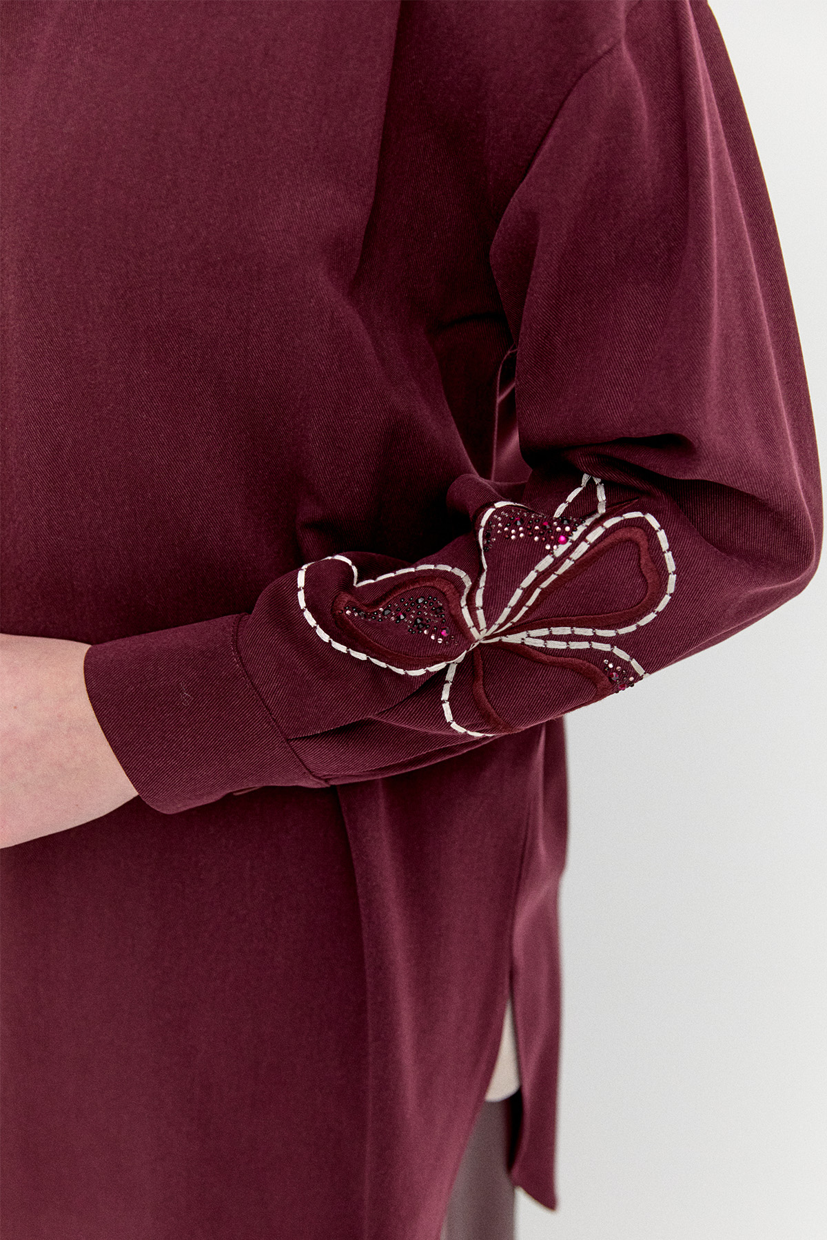 Çiçek Nakışlı Lyocell Tunik, Tesettür Giyim