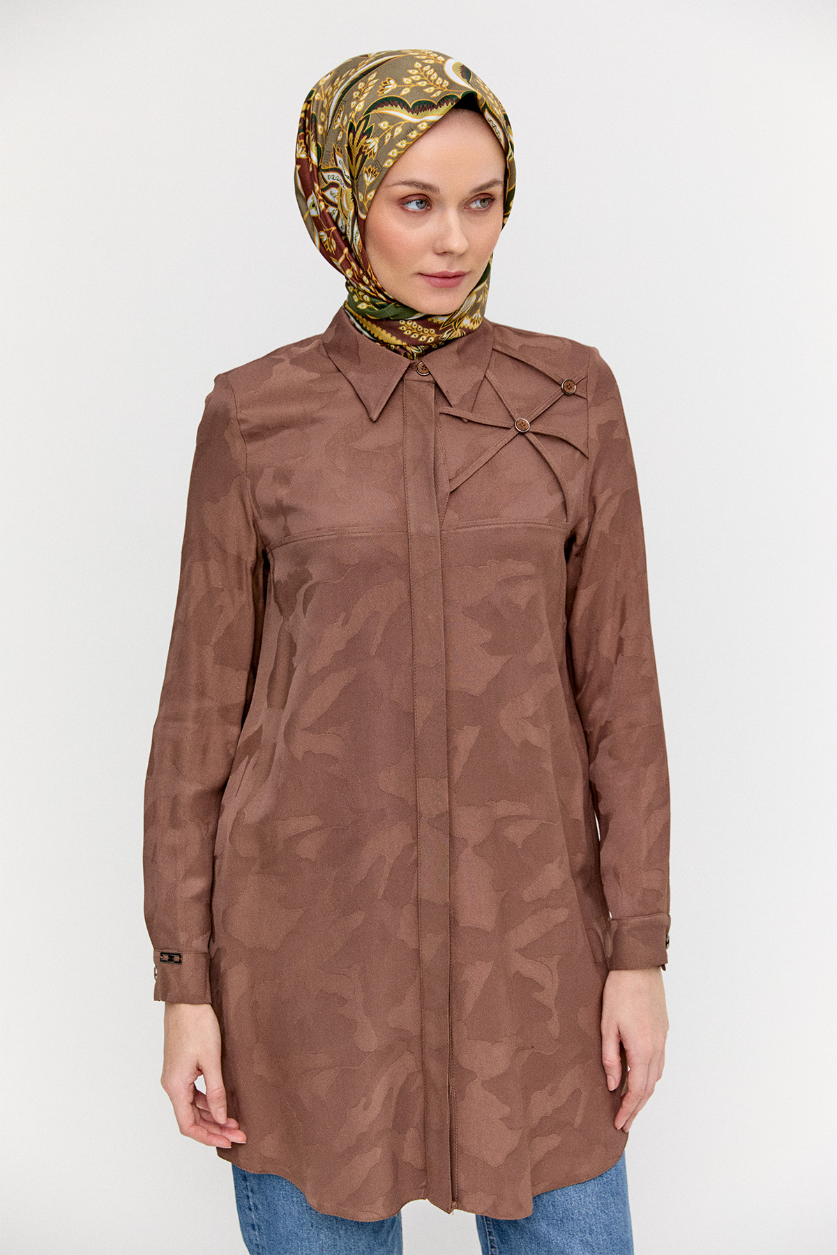 Desenli Jakarlı Tunik, Tesettür Giyim