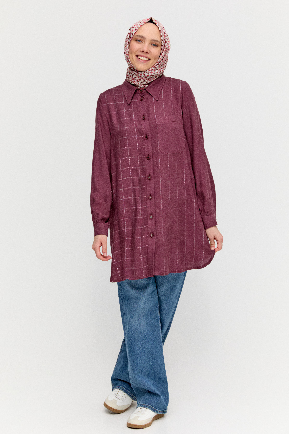 Simli Çizgili Tunik, Tesettür Giyim