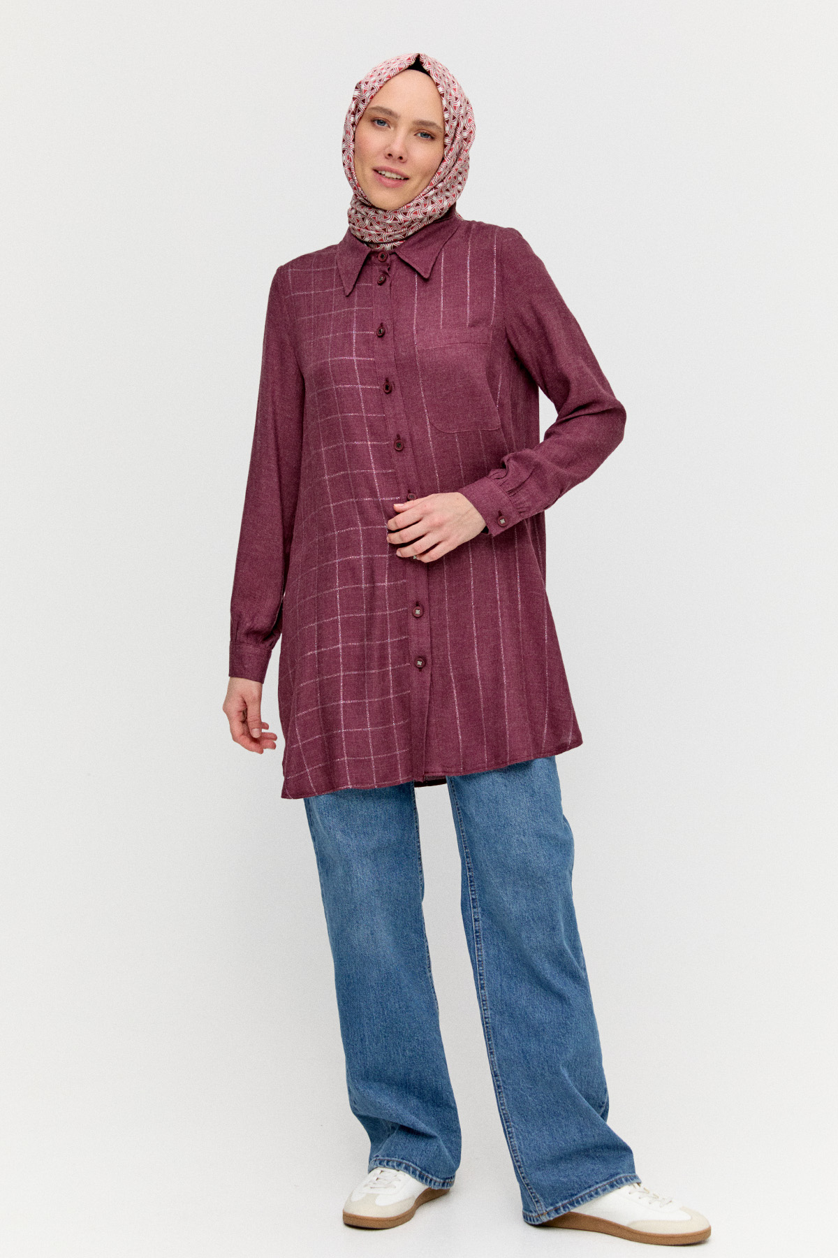 Simli Çizgili Tunik, Tesettür Giyim