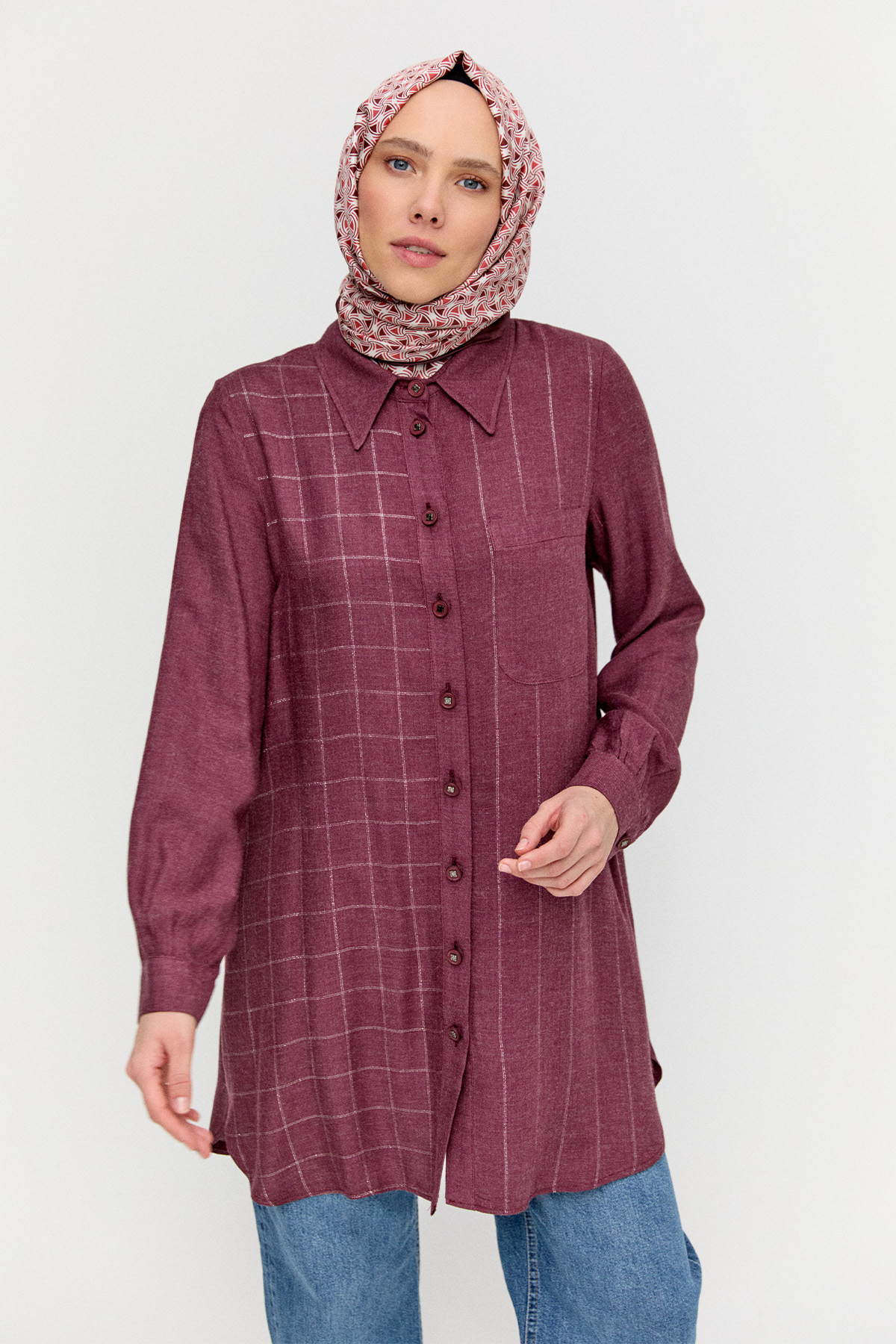 Simli Çizgili Tunik, Tesettür Giyim