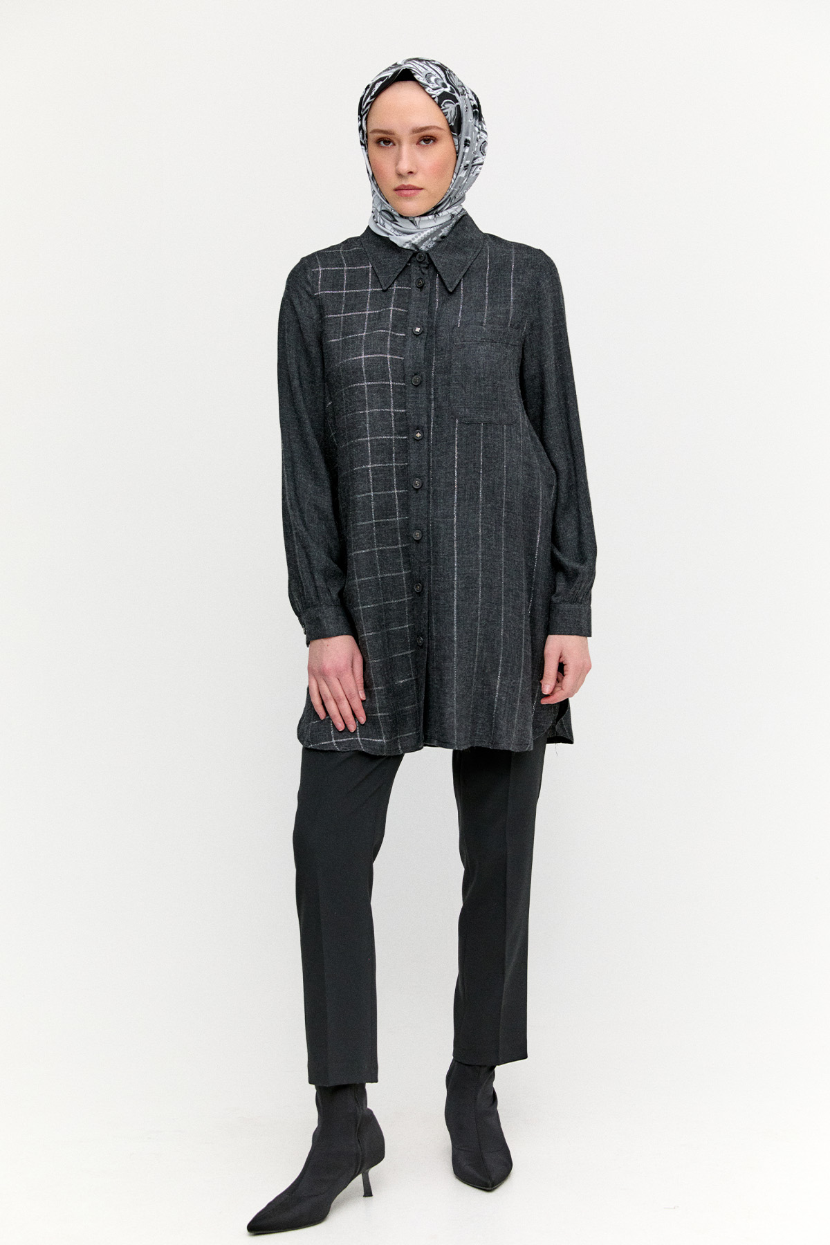 Simli Çizgili Tunik, Tesettür Giyim