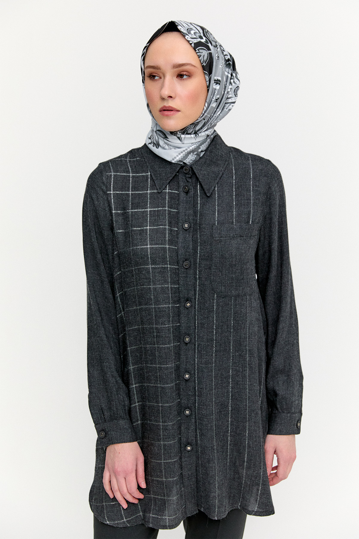 Simli Çizgili Tunik, Tesettür Giyim