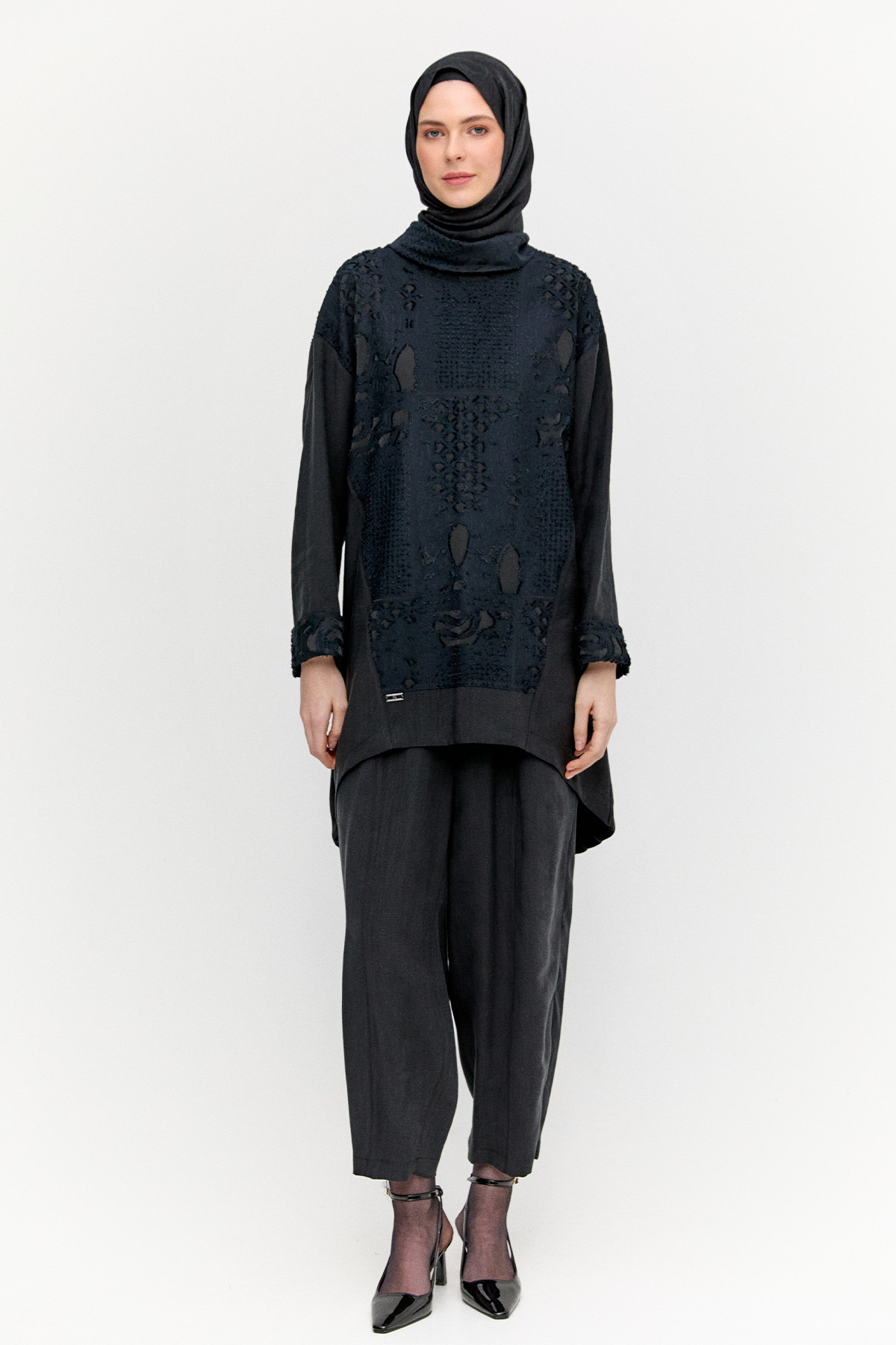 Yüksek Yakalı Lyocell Tunik, Tesettür Giyim