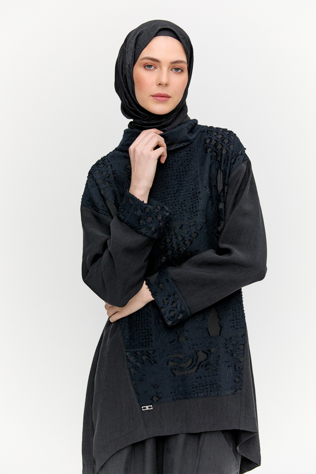Yüksek Yakalı Lyocell Tunik, Tesettür Giyim