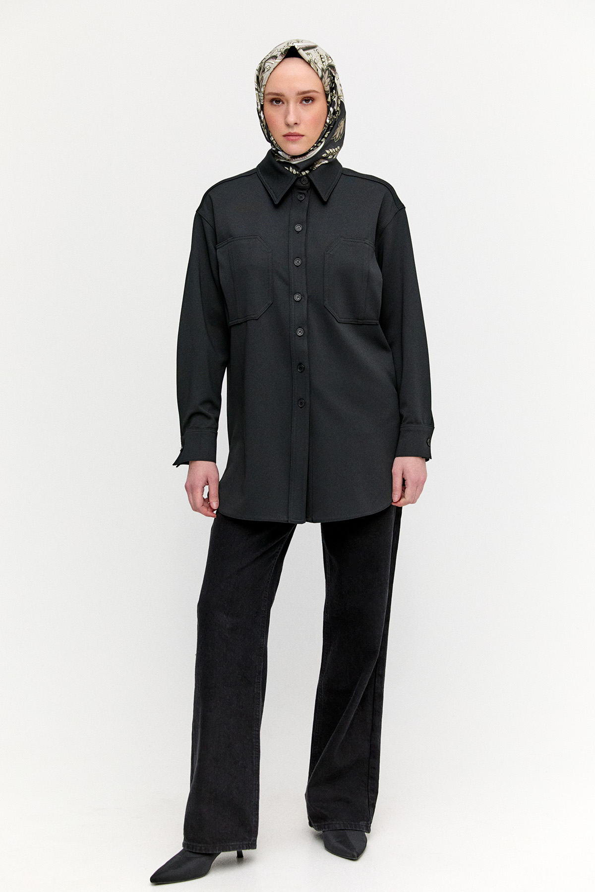 Çift Cepli Oversize Tunik, Tesettür Giyim