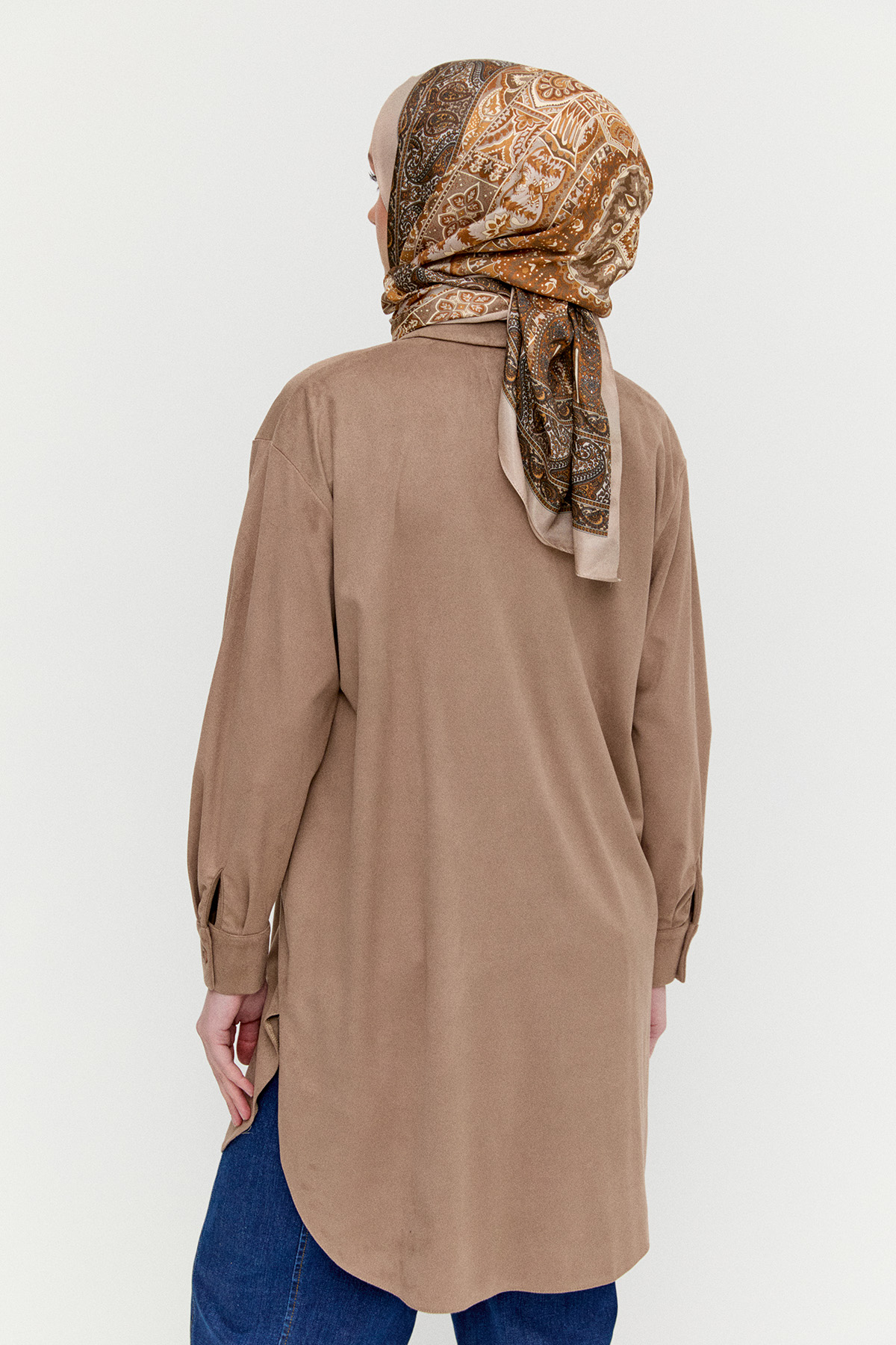 Çiçek Aplikeli Süet Dokulu Tunik, Tesettür Giyim