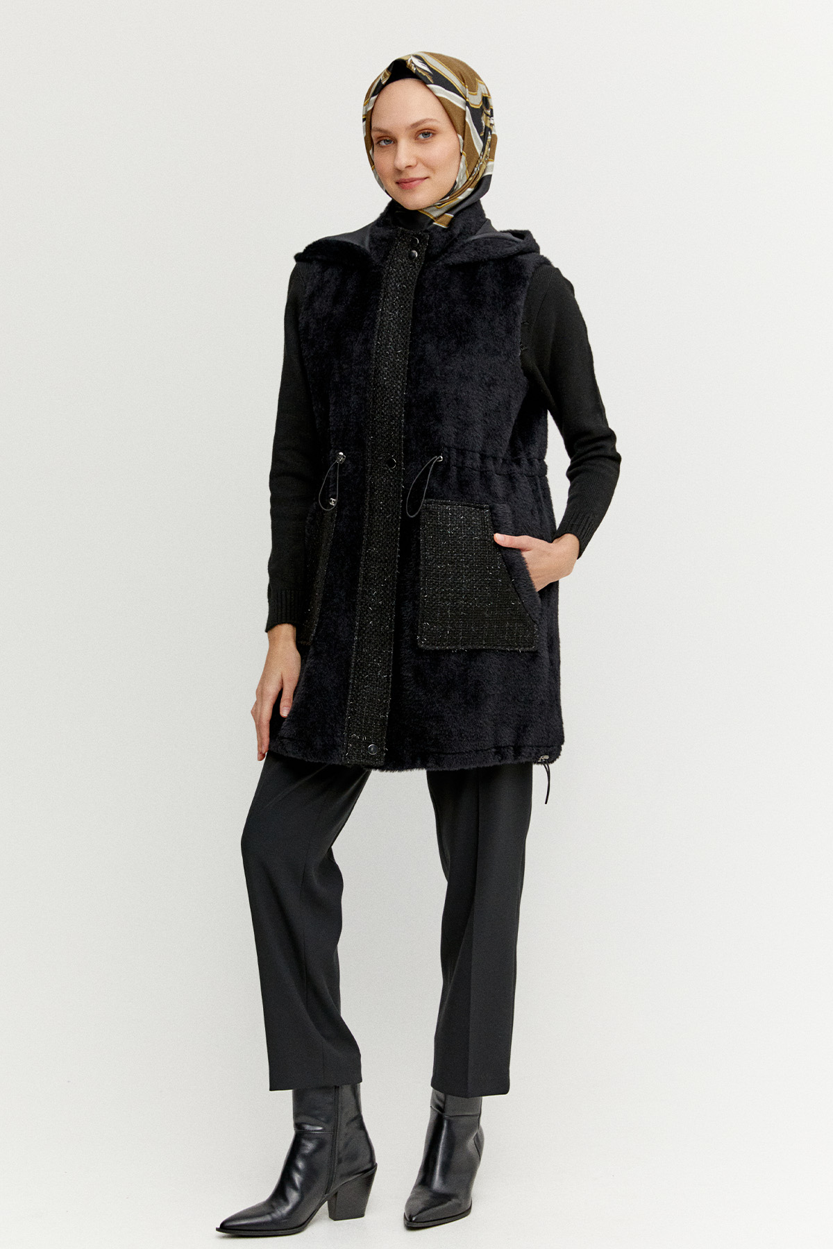 Tüvit Kombinli Suni Kürk Yelek, Tesettür Giyim