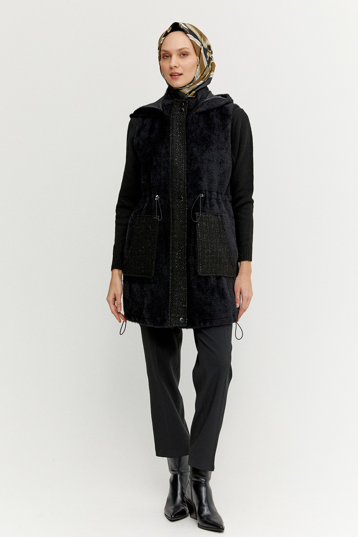 Tüvit Kombinli Suni Kürk Yelek, Tesettür Giyim