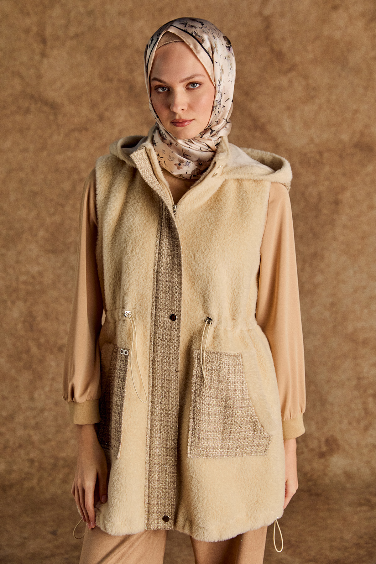 Tüvit Kombinli Stoperli Suni Kürk Yelek