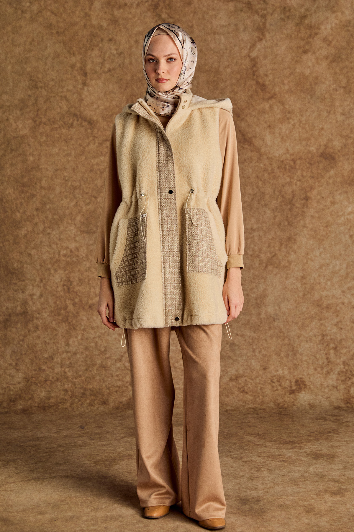 Tüvit Kombinli Stoperli Suni Kürk Yelek