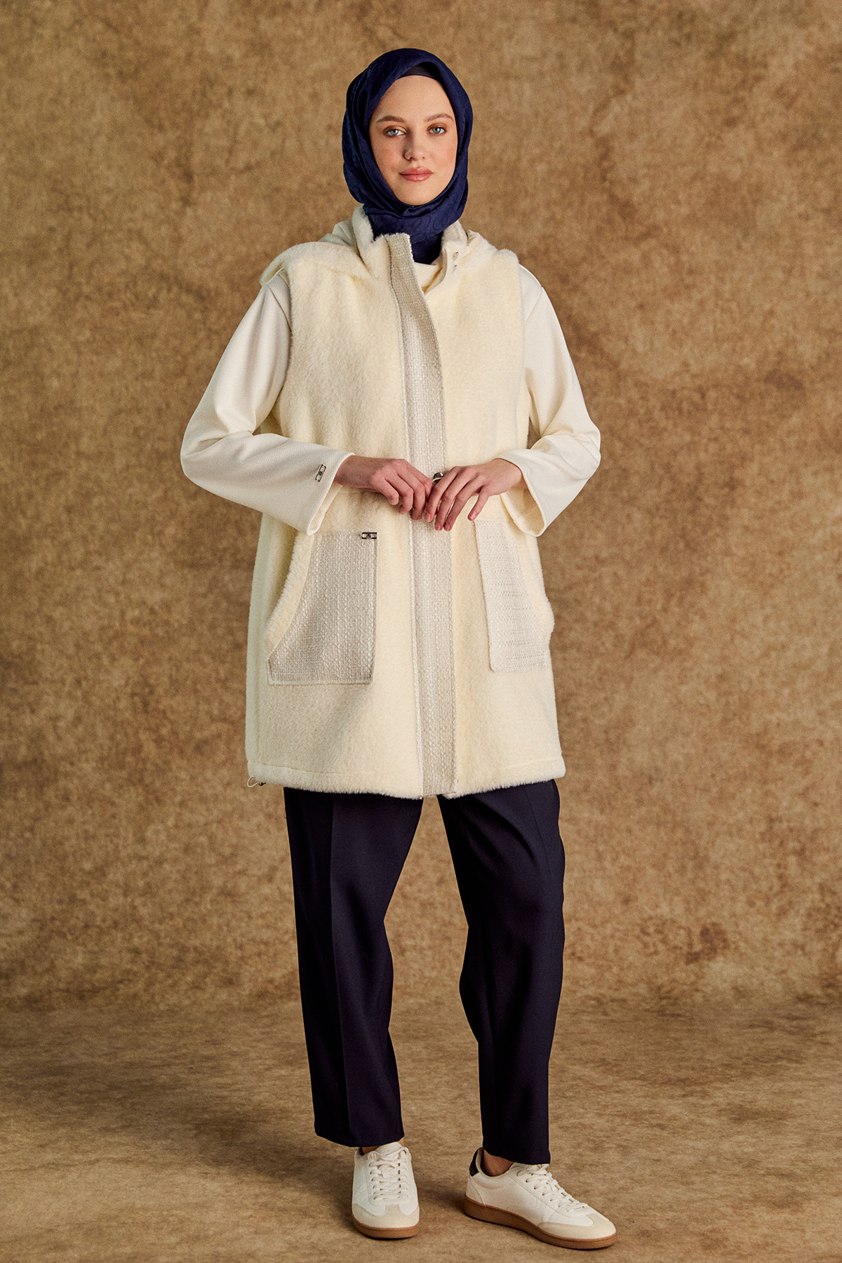 Tüvit Kombinli Stoperli Suni Kürk Yelek