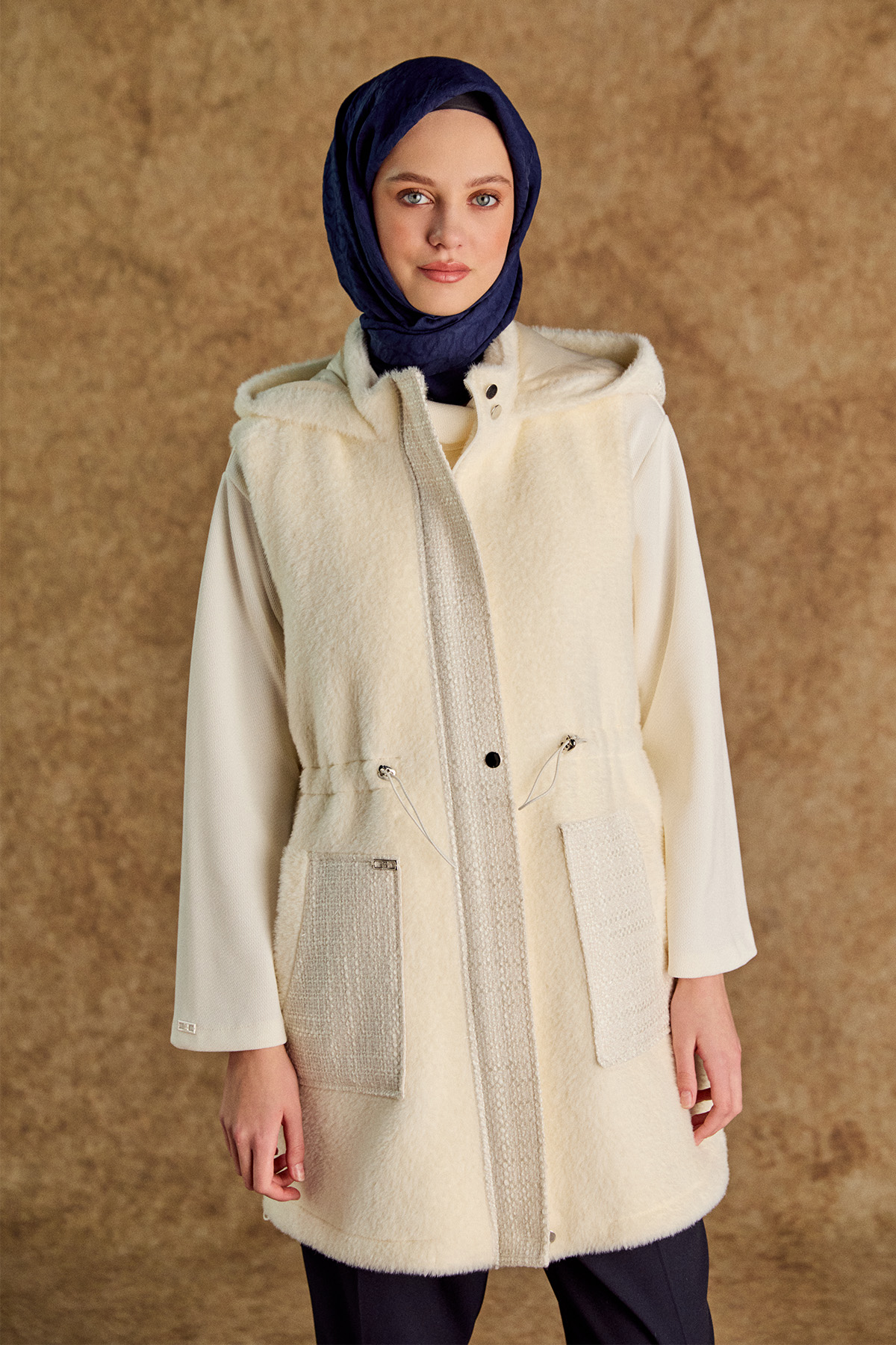 Tüvit Kombinli Stoperli Suni Kürk Yelek