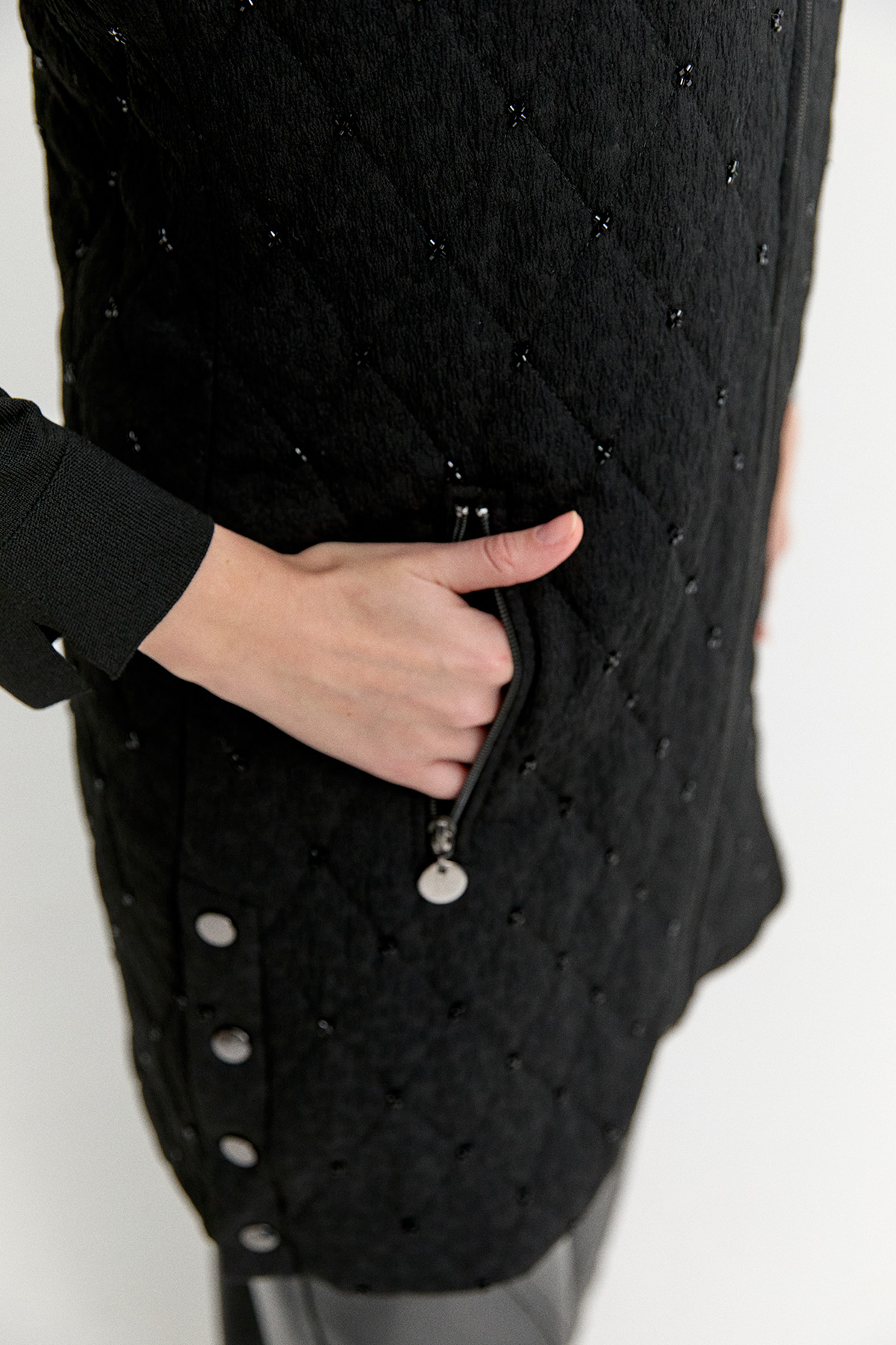 Seyyar Kapüşonlu Dokulu Yelek, Tesettür Giyim