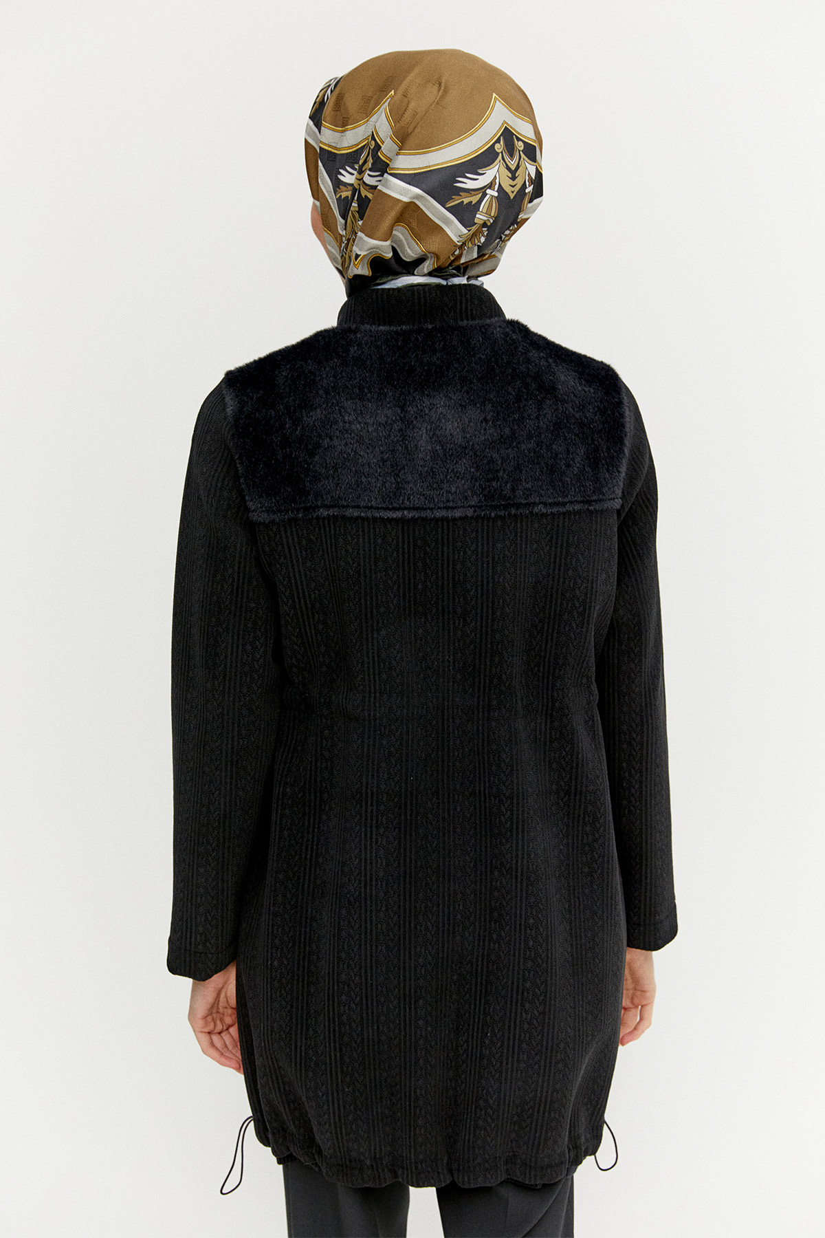 Suni Kürk Kombinli Stoperli Şardonlu Kap, Tesettür Giyim